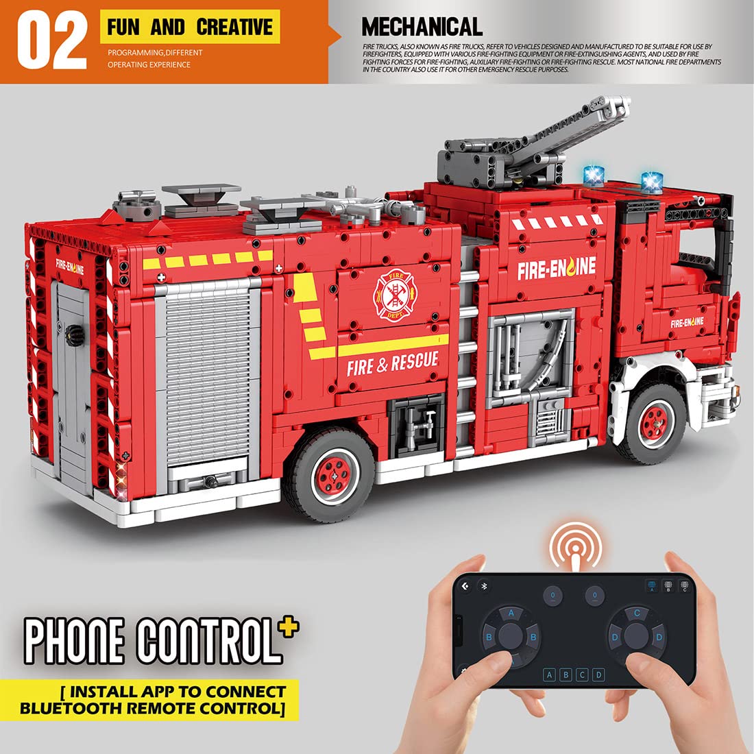 Technic Fire Truck Building Blocks Kit - 2888 Pcs Remote Control Model with Water Spraying Function, Compatible with Lego - Perfect for STEM Learning, Creative Play & Collectors