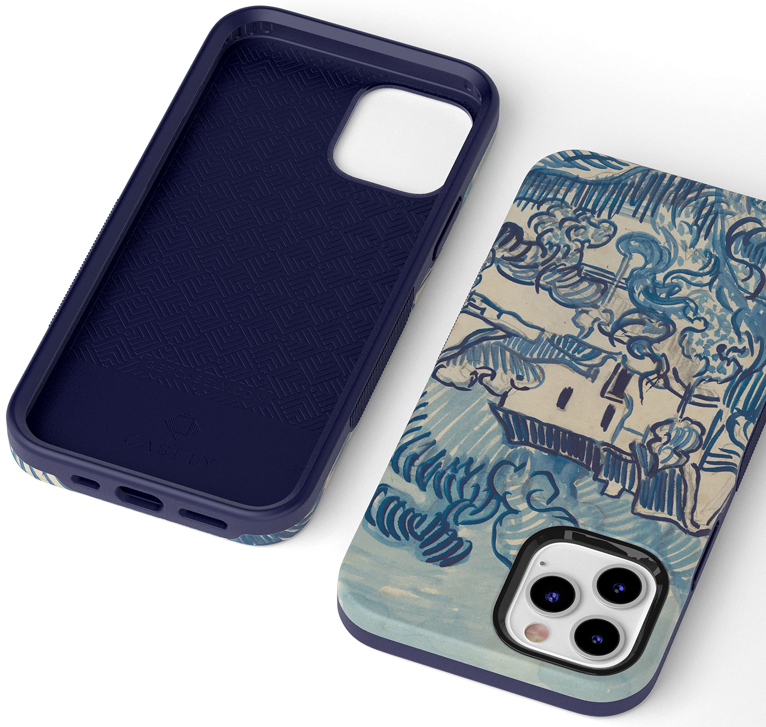 Van Gogh Landscape with Houses iPhone 12/12 Pro Case - Shockproof Protective Phone Cover with MagSafe Compatibility | Artistic Painting Design for Daily Use, Travel & Gift Giving