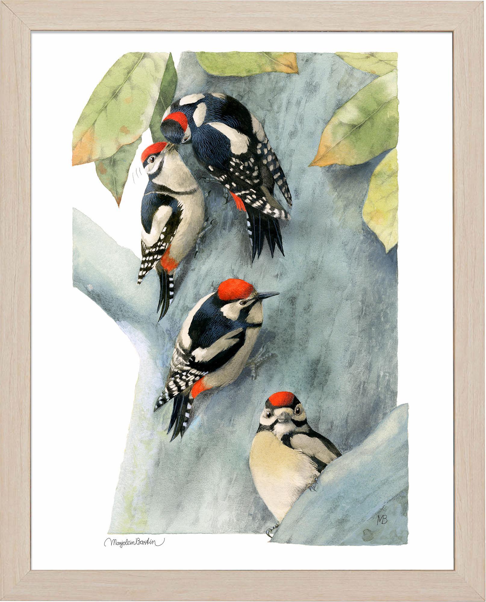 Spotted Woodpecker Family - Realistic Bird Figurine Set for Home Decor, Nature Lovers & Educational Use | Perfect for Kids' Room, Classroom & Wildlife Collections