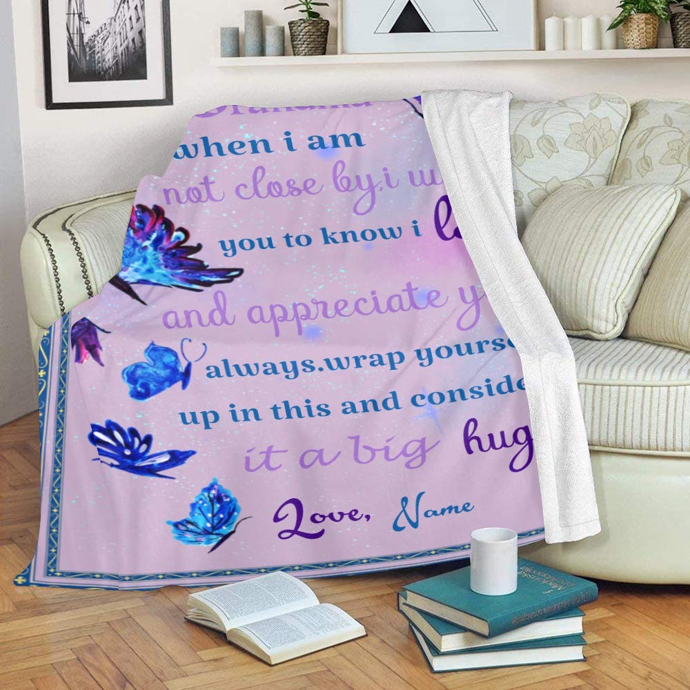 Custom Fleece Throw Blanket for Grandma - Personalized with Name - Soft & Cozy 50x60 Inch Gift for Bed, Sofa & Couch - Perfect for Birthday, Christmas & Mother's Day Gifts