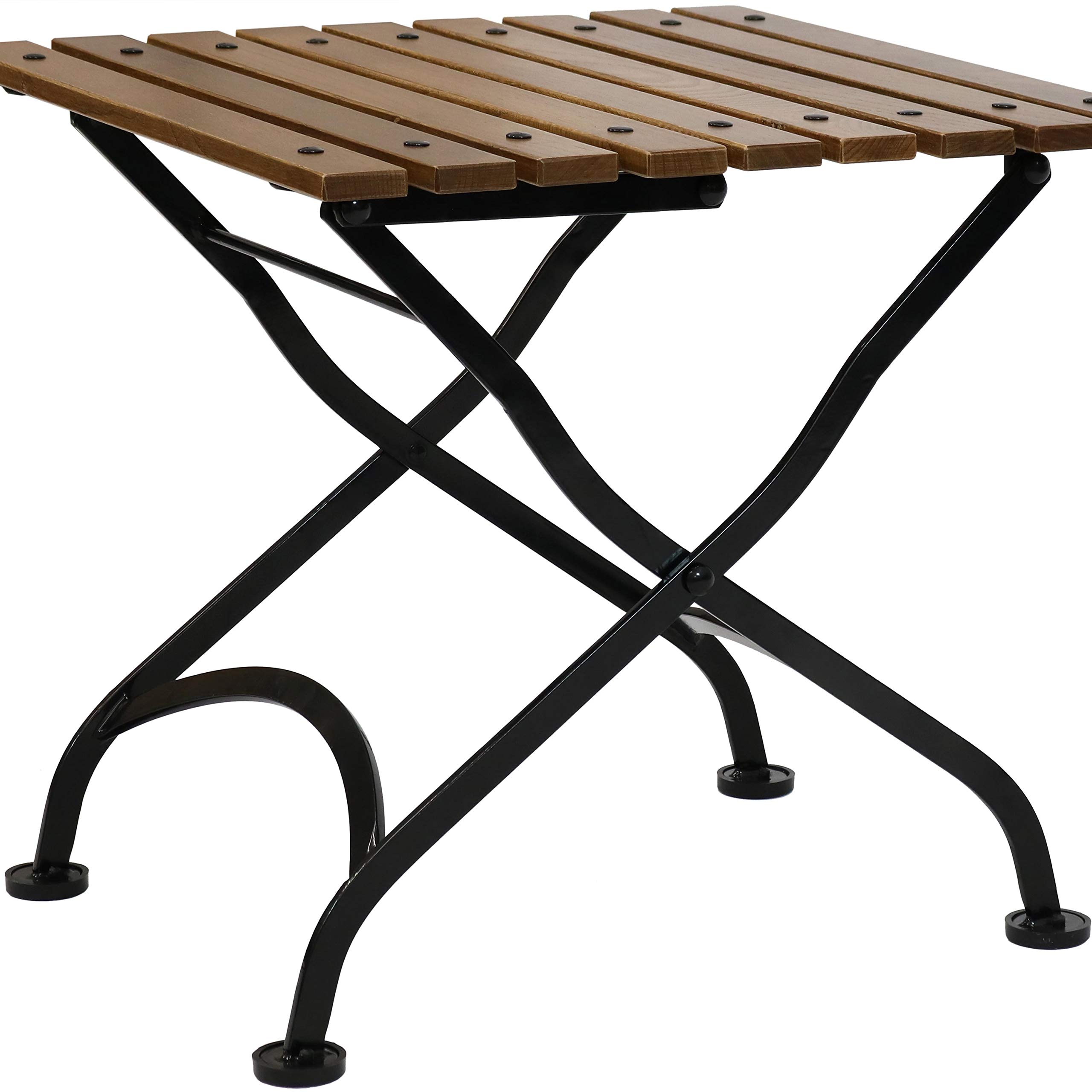 Sunnydaze European Chestnut Wood Folding Square Side Table - 20 Inch Brown Indoor Outdoor Patio Furniture - Perfect for Garden, Poolside, Balcony & Living Room Decor