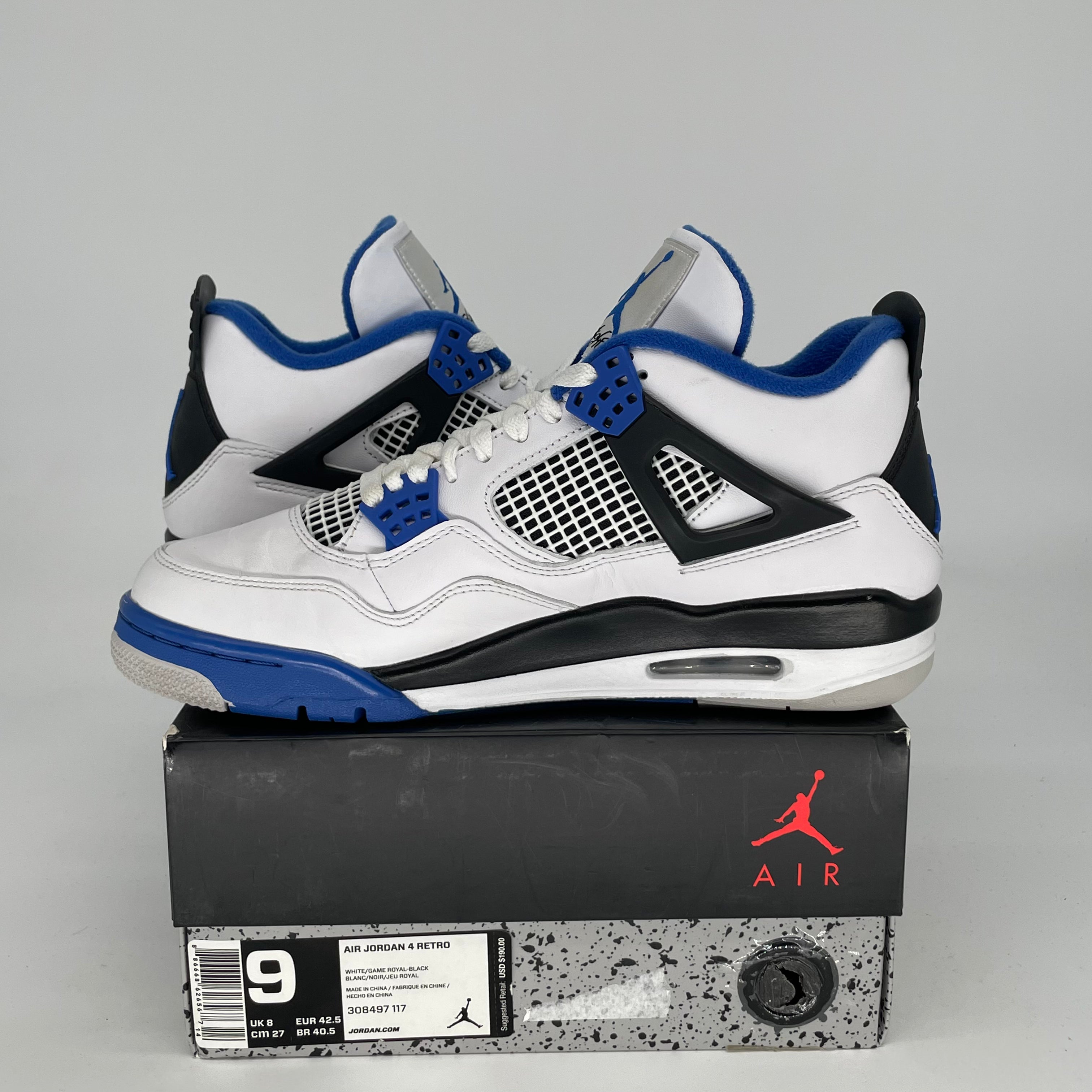 Original Title: AIR JORDAN 4 MOTORSPORTS SIZE 9/10.5W 308497 117   Optimized Title: **Air Jordan 4 Retro Motorsports - Men's/Women's Size 9/10.5W (Style Code 308497-117) - Perfect for Sneaker Collectors & Basketball Enthusiasts**