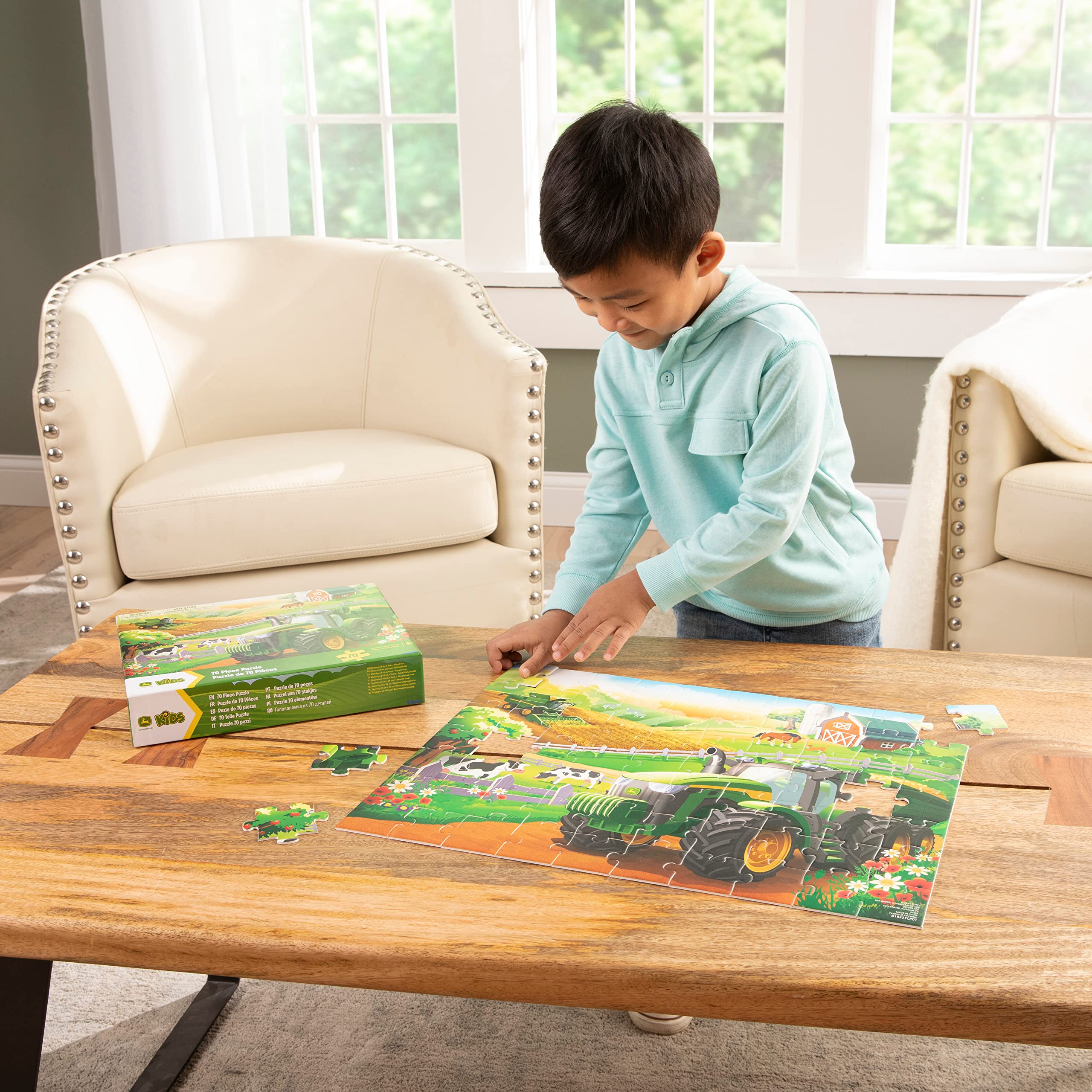 John Deere Farm Kids Puzzle - 70 Piece Large Durable Puzzle for Toddlers Ages 4+ | Early Learning Educational Toy for Preschool Development | Perfect for Farm-Themed Playtime & Classroom Activities