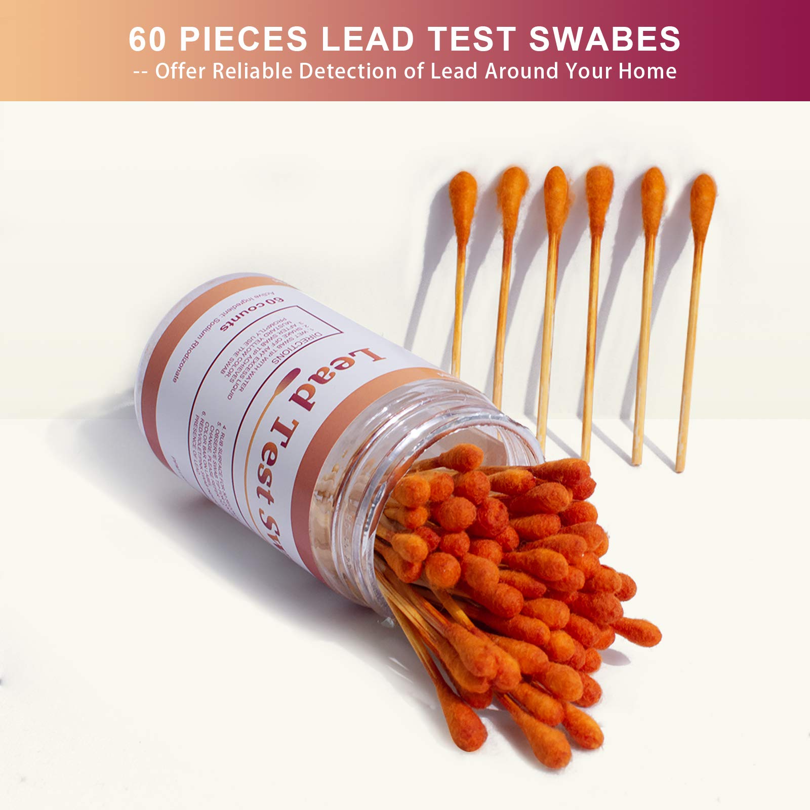 Webetop Lead Paint Test Kit - 60 Swabs for Painted Surfaces, Ceramics, Dishes - Fast 30-Second Results for Home Safety
