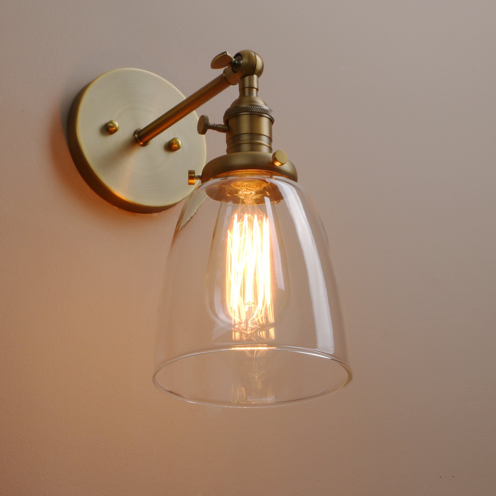 Globe Wall Sconce with Bell Glass Shade - Modern Bathroom Vanity Lighting Fixture for Powder Room, Master Bath & Hallway Decor