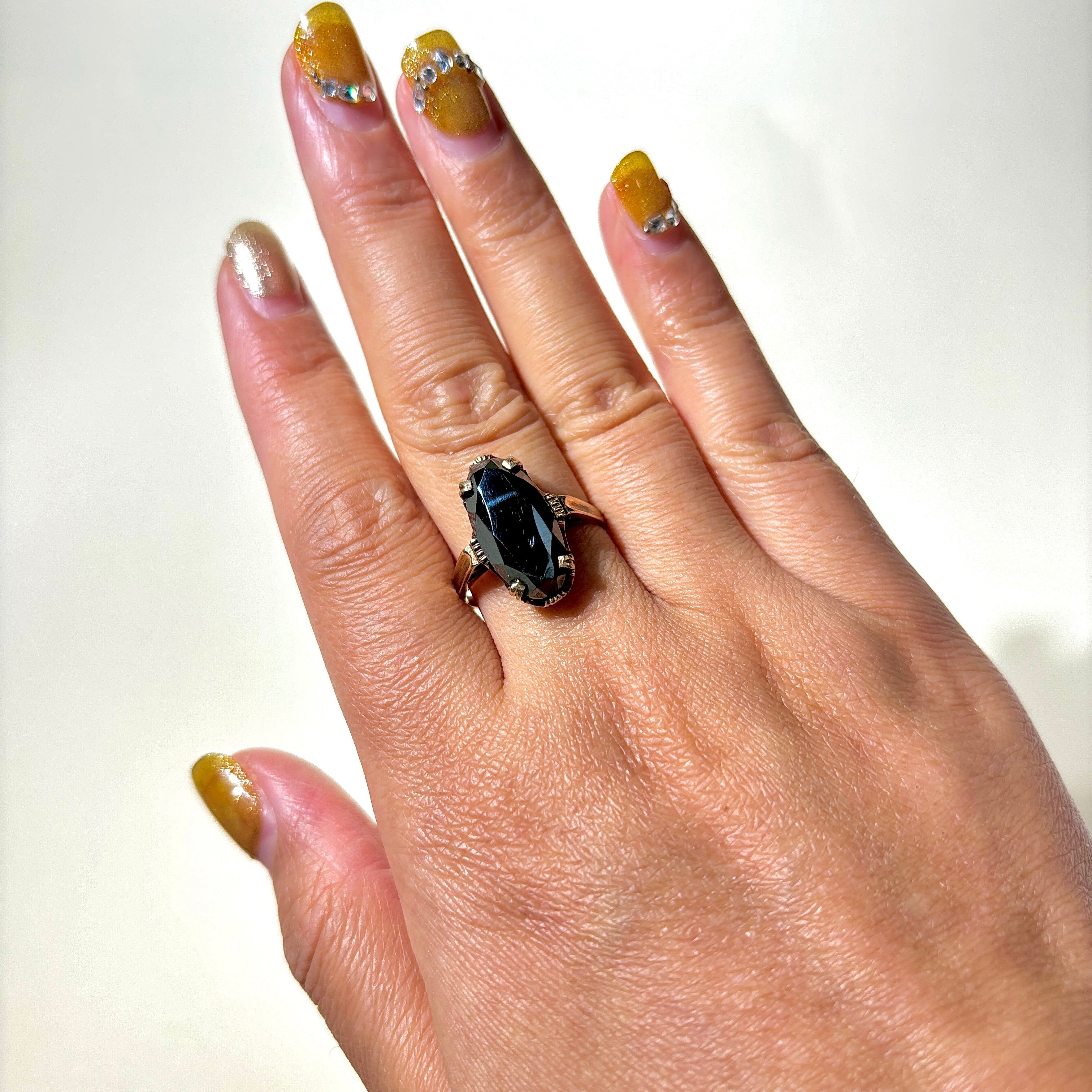 5.33ct Oval Cut Hematite Cocktail Ring for Women - Size 8.75 | Elegant Evening Party Jewelry for Special Occasions & Date Nights