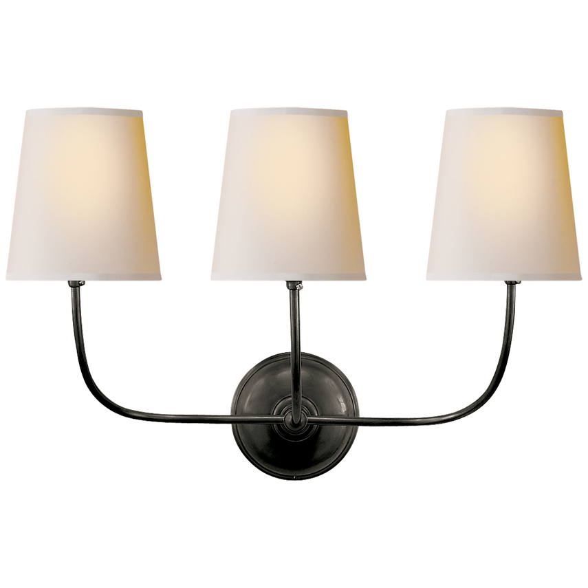Vendome Triple Sconce Wall Light - Elegant Vintage Brass Finish for Living Room, Bedroom, and Hallway Lighting Decor