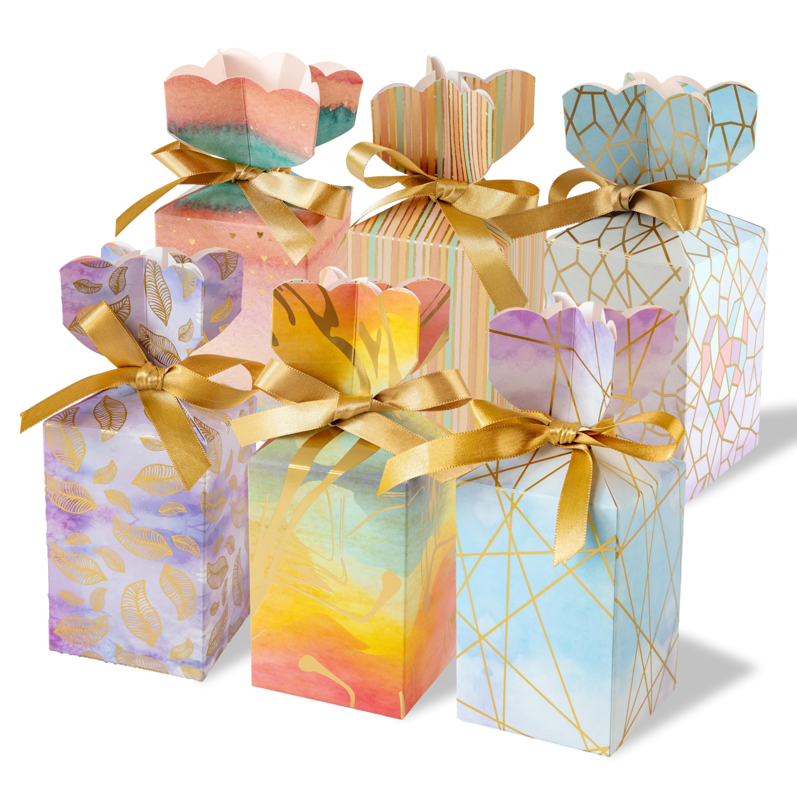 Birch & Co. Premium Gift Box Set - 12 Pack Elegant Paper Favor Boxes with Gold Strips for Baby Showers, Weddings & Special Events - Perfect for Party Favors, Bridal Gifts & Personalized Present Wrapping