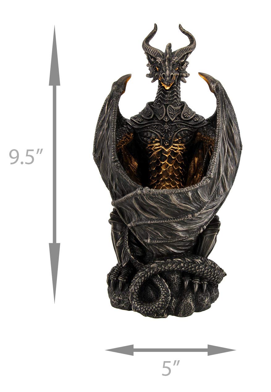 Veronese Design Guardian of The Light Armored Dragon LED Night Light Statue - 10 Inch Collectible Fantasy Decor for Bedroom, Gaming Room & Dorm | Perfect Gift for Dragon Lovers