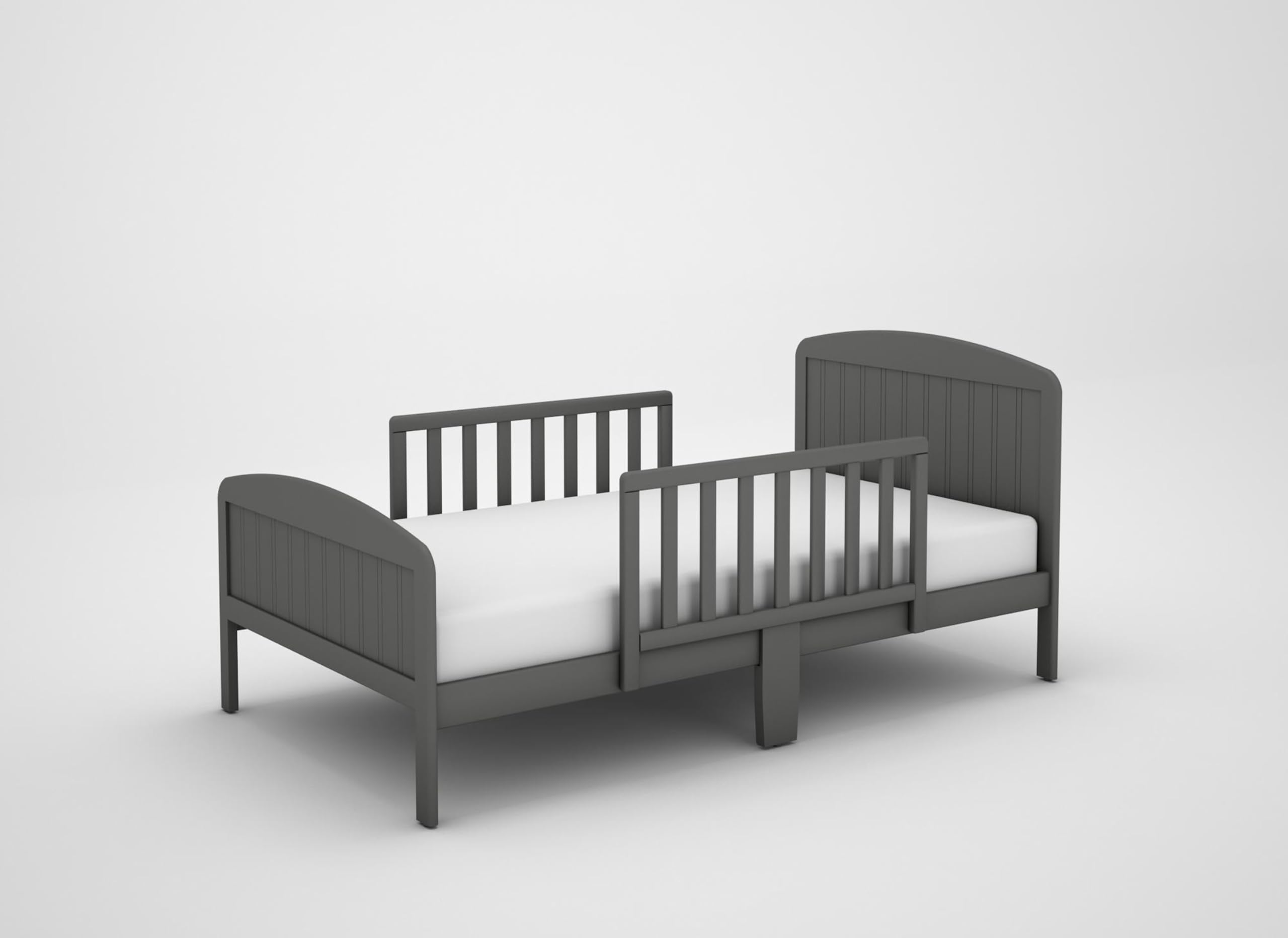 Harrisburg Solid Wood Toddler Bed with Safety Rails - Modern Transitional Design for Kids Bedroom - Fits Crib Mattress, Low Profile Grey Toddler Bed for Safe & Comfortable Sleep Transition from Crib to Big Kid Bed