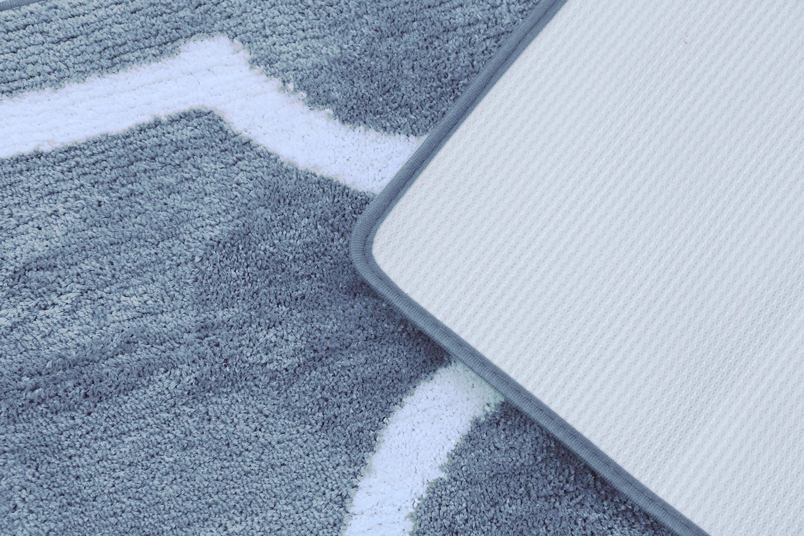 Premium 2-Piece Modern Microfiber Bathroom Rug Set with Non-Slip PVC Backing - Soft & Absorbent - Grey Luxury Home Decor for Bath Mats, Shower Rugs & Vanity Areas