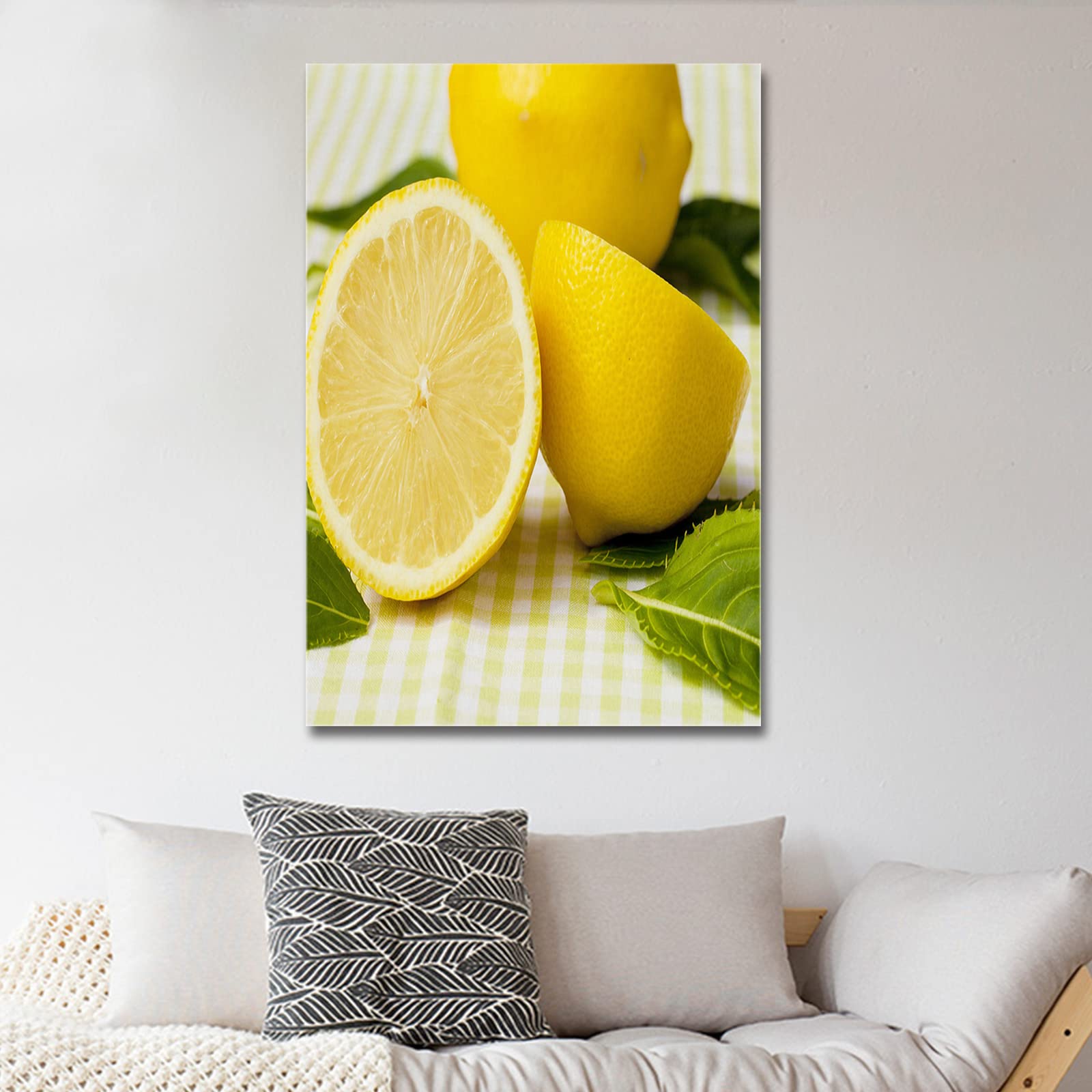 Sweet Lemon Canvas Wall Art - 24x36 Inch Framed Ready to Hang Painting for Living Room, Bedroom & Office Decor | Modern Kitchen & Dining Room Wall Decor