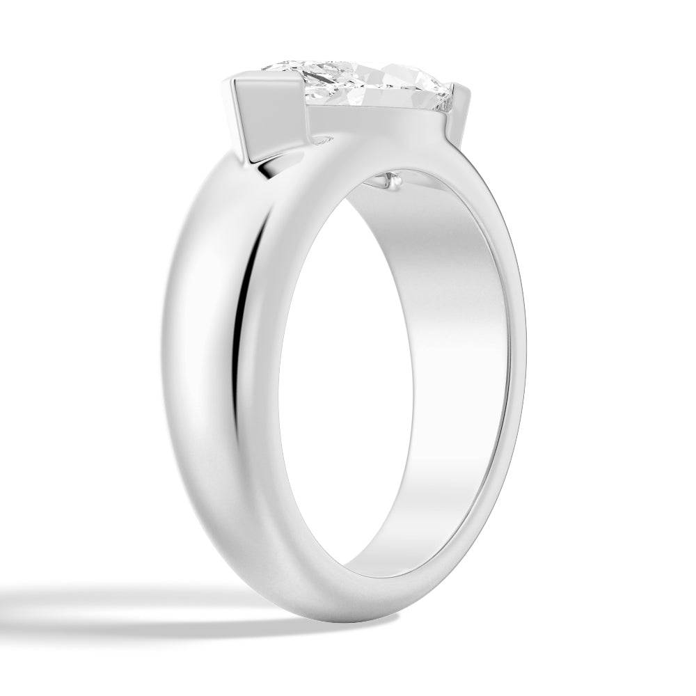 1 CT Marquise Cut Moissanite Half Bezel Stackable Wedding Ring - Elegant Bridal Jewelry for Engagement, Anniversary & Everyday Wear