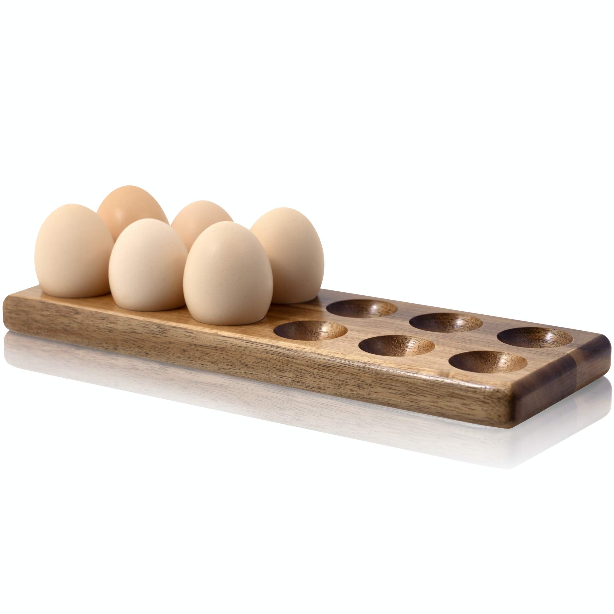 Rustic Wooden Egg Holder Tray - 12 Egg Storage for Refrigerator, Countertop, Chicken Coop & Camping | Farmhouse Fresh Egg Display & Deviled Egg Serving Platter for Kitchen & Outdoor Use