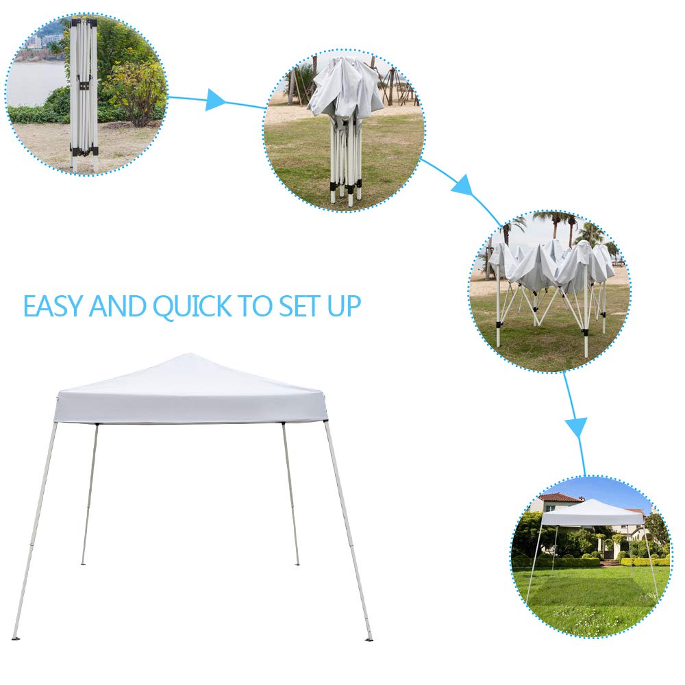 8x8ft Pop Up Gazebo Tent - Waterproof Portable Canopy with Carry Bag, 3 Height Adjustments (2.4x2.4m) for Outdoor Parties, Beach Camping, Weddings & Backyard Events - White | Perfect for Picnics, Tailgating, Farmers Markets, Summer BBQs, Patio Shade, Garden Shelter, Outdoor Dining, and Emergency Shelter During Storms