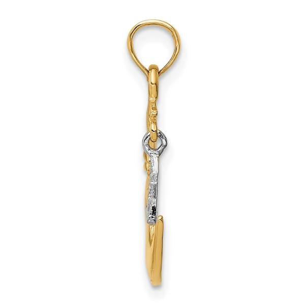 14K Solid Two-Tone Gold Crescent Moon & Star Pendant Necklace - Celestial Jewelry for Women - Perfect for Everyday Wear, Gifts & Special Occasions