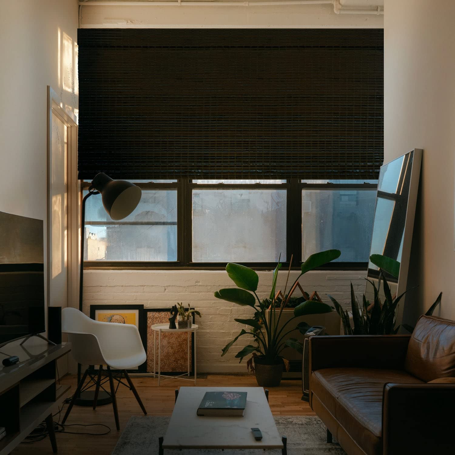 MOOD Custom Bamboo Roman Shades - Cordless Natural Woven Window & Door Coverings (29.5