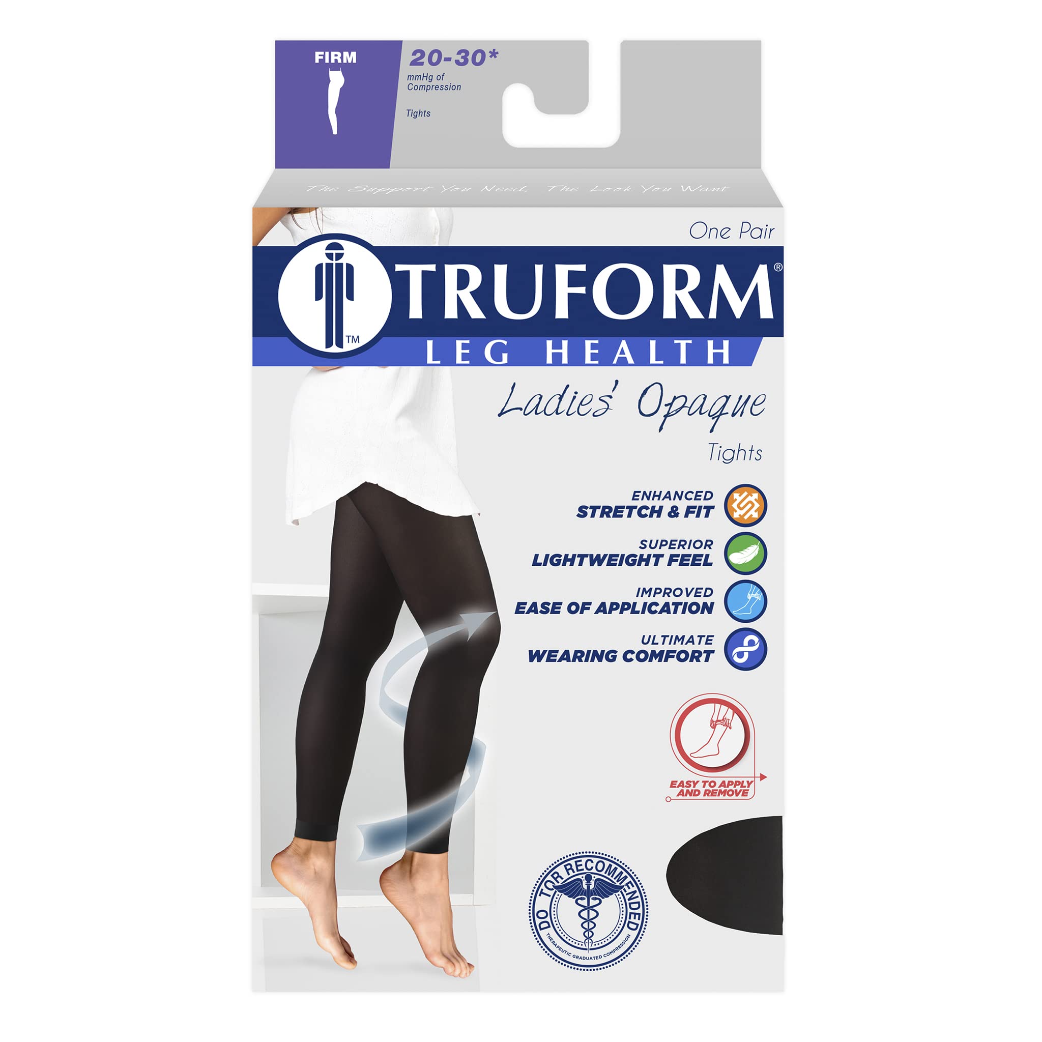 Truform Women's 20-30 mmHg Compression Tights - Footless Shapewear for Varicose Veins & Travel
