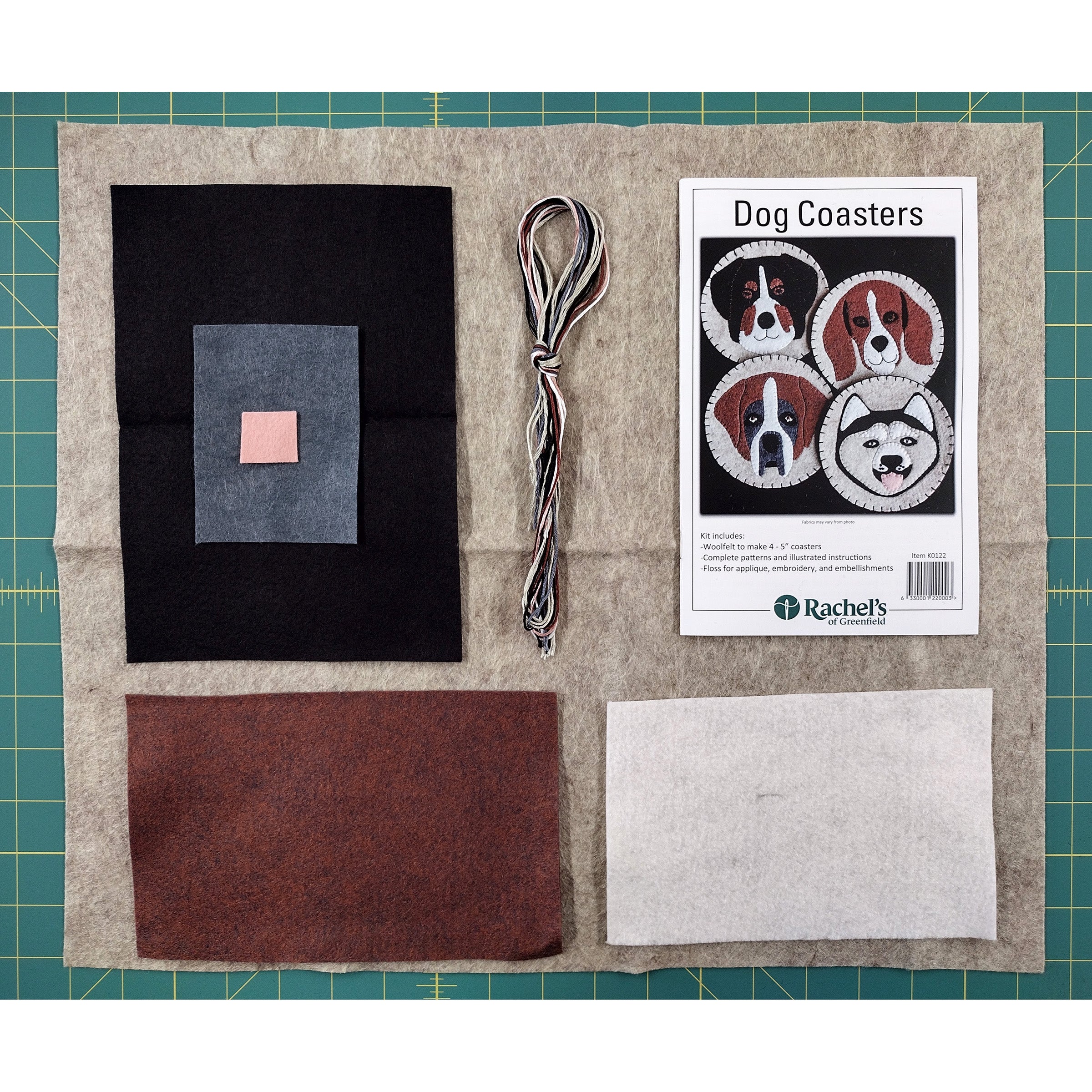 DIY Dog Coaster Wool Felt Appliqué Kit - Handmade Pet Accessories for Home Decor & Gift Giving - Perfect for Coffee Tables, Pet Lovers & Craft Enthusiasts