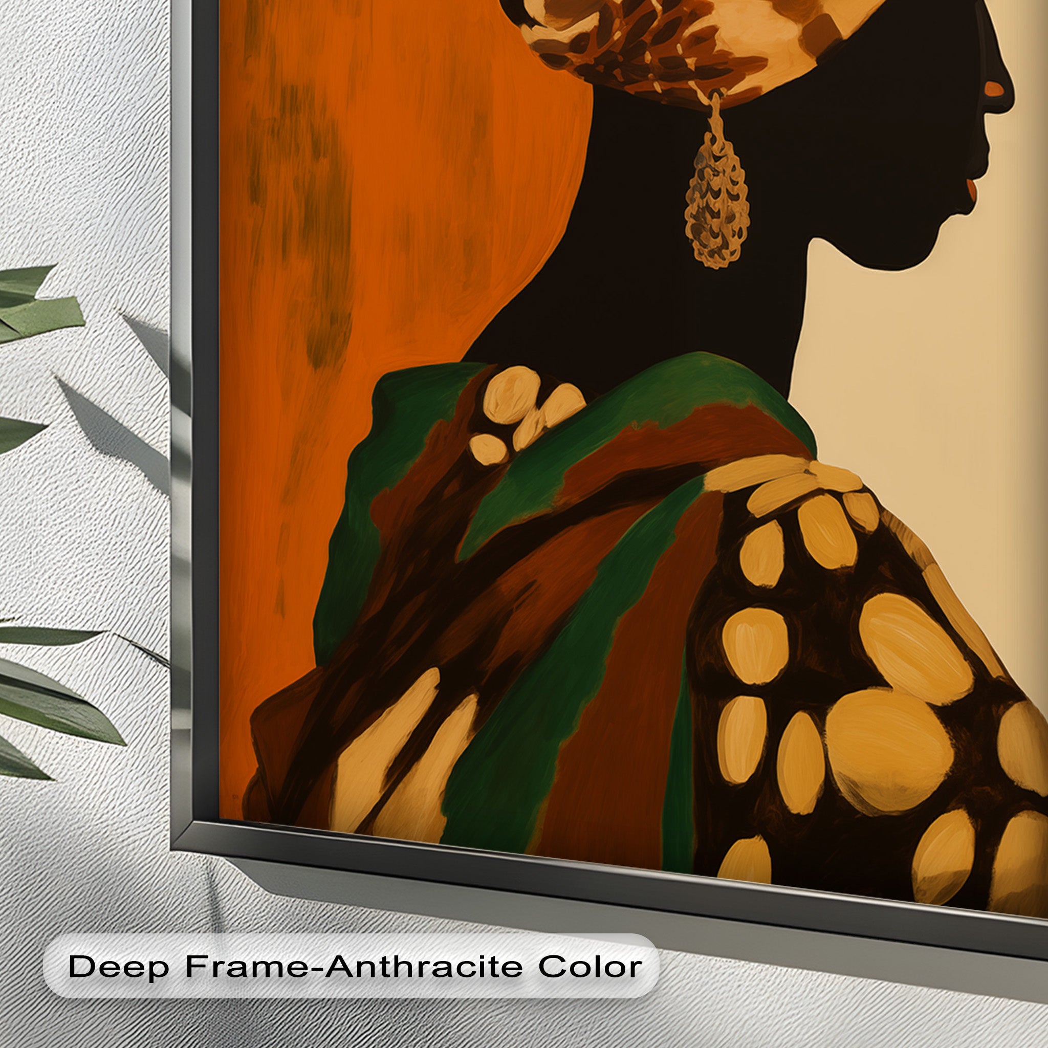 African Woman Portrait Art - Hand-Painted Framed Oil Painting for Home & Office Decor | Wall Art for Living Room, Bedroom, or Office