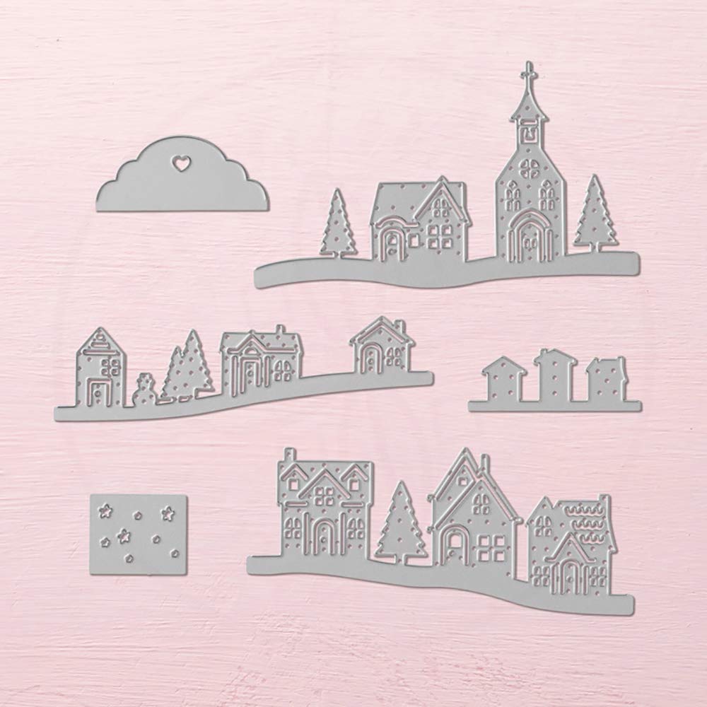 Christmas House & Castle Metal Cutting Dies for DIY Scrapbooking, Card Making, Paper Crafts – Xmas Tree & Cloud Designs for Handmade Greeting Cards, Photo Albums, Home Decor (Perfect for Holiday Crafting & Gift Making)