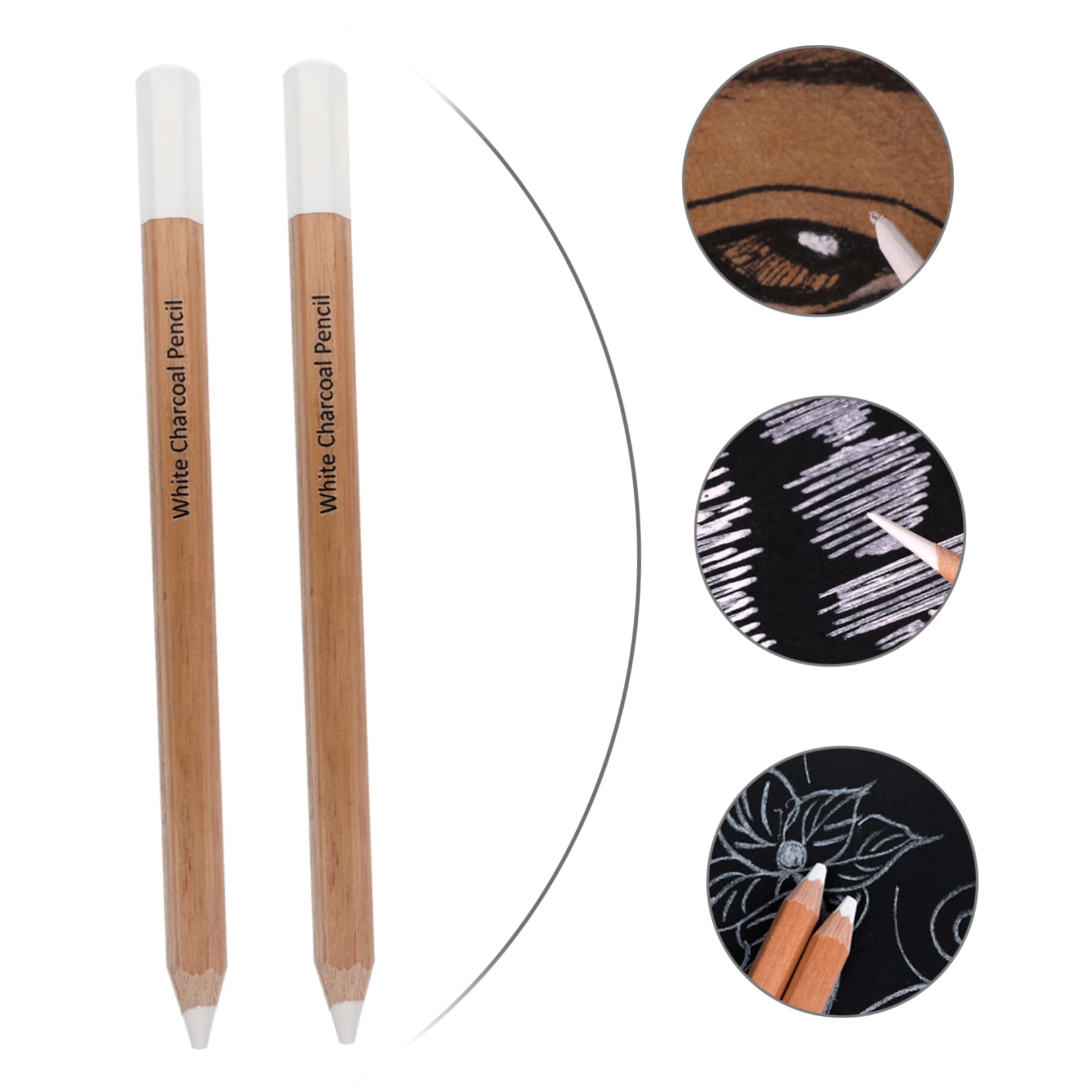 TEHAUX 3-Pack White Charcoal Pencils for Artists & Students - Sketching & Shading
