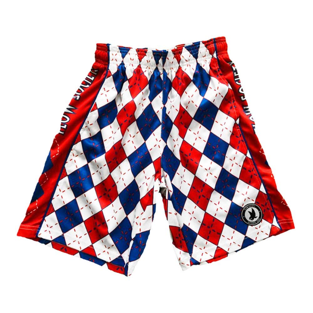 Flow Society Patriotic Boys Lacrosse Shorts - Red White & Blue LAX Shorts for Youth | Breathable Athletic Shorts for Kids | Perfect for Games, Practice & Team Sports