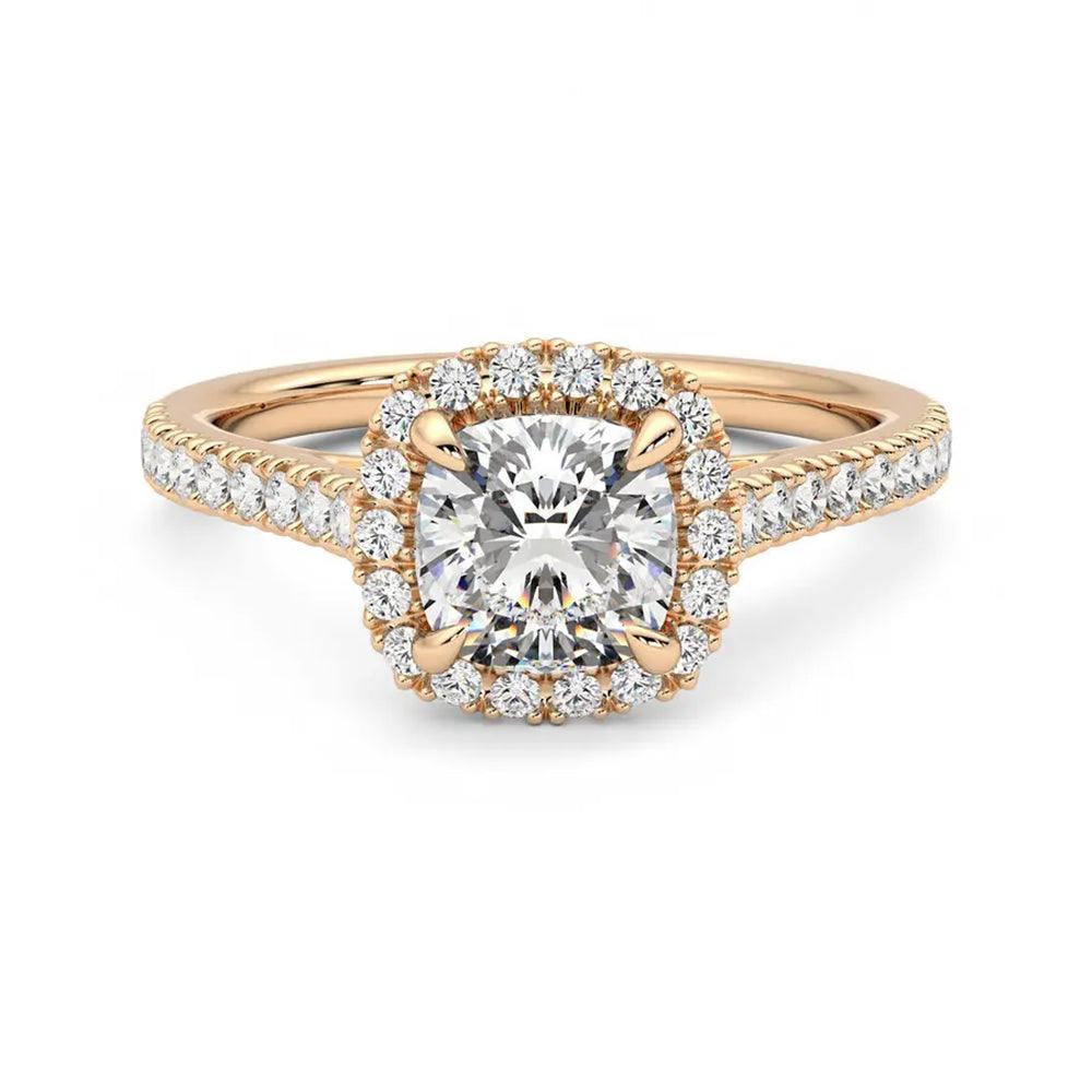 Exquisite Cushion Cut Halo Moissanite Engagement Ring with Hidden Anniversary Stone - Perfect for Proposals, Weddings & Anniversary Gifts