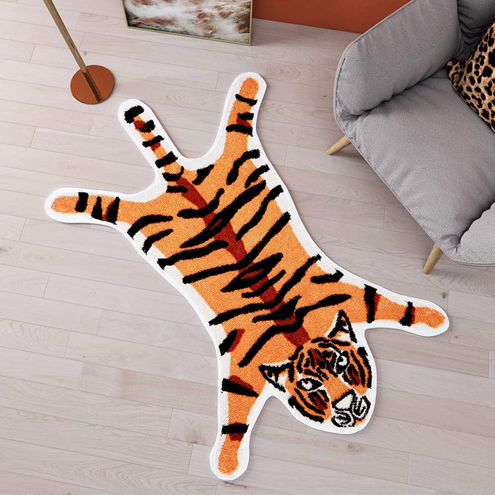 Non-Slip Absorbent Microfiber Bath Mat - Soft Touch Tiger Print Bathroom Rug, Machine Washable Doormat for Entrance, Bedroom, Living Room & Kitchen (60x90cm) - Perfect for Bathrooms, Showers & High-Traffic Areas