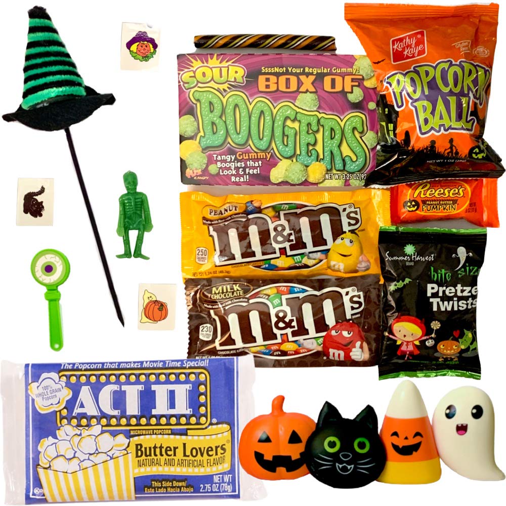 Halloween Movie Night Popcorn Gift Set - Spooky Snacks Mix with Sweet, Sour & Chocolate Candy Pretzels - Ultimate Care Package (Ghostin Boo Bucket) - Perfect for Halloween Parties, Movie Nights & Trick-or-Treat Gifts