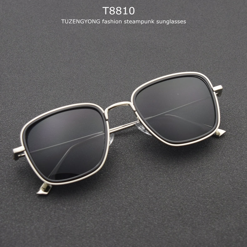 Steampunk Sunglasses for Men & Women - Vintage Square Metal Frame Designer Sunglasses - High-Quality UV Protection - Perfect for Cosplay, Halloween, and Retro Fashion