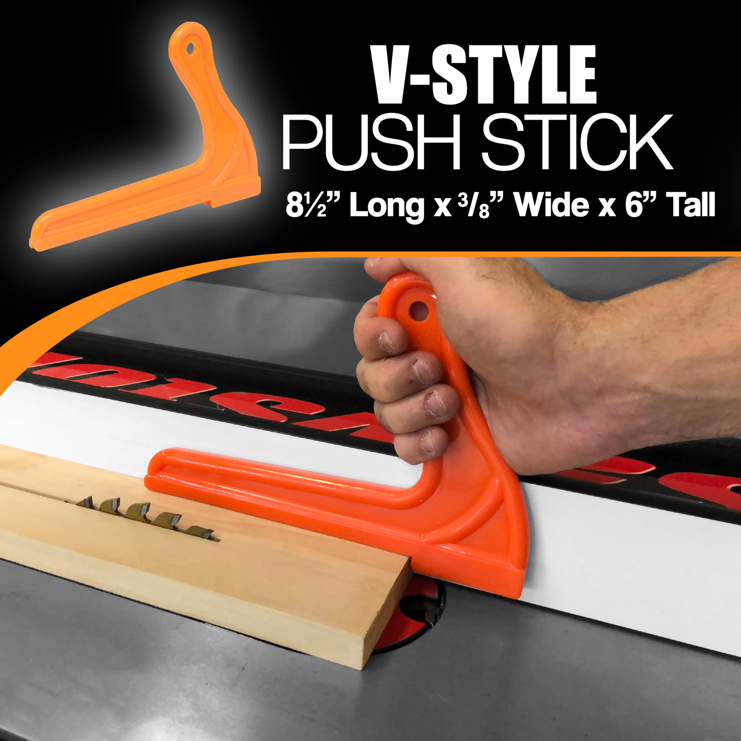 5-Piece Safety Push Block and Push Stick Set in Bright Orange - Essential for Router Tables, Jointers, Band Saws & Woodworking Machinery | Perfect for Workshop Safety & Precision Wood Cutting