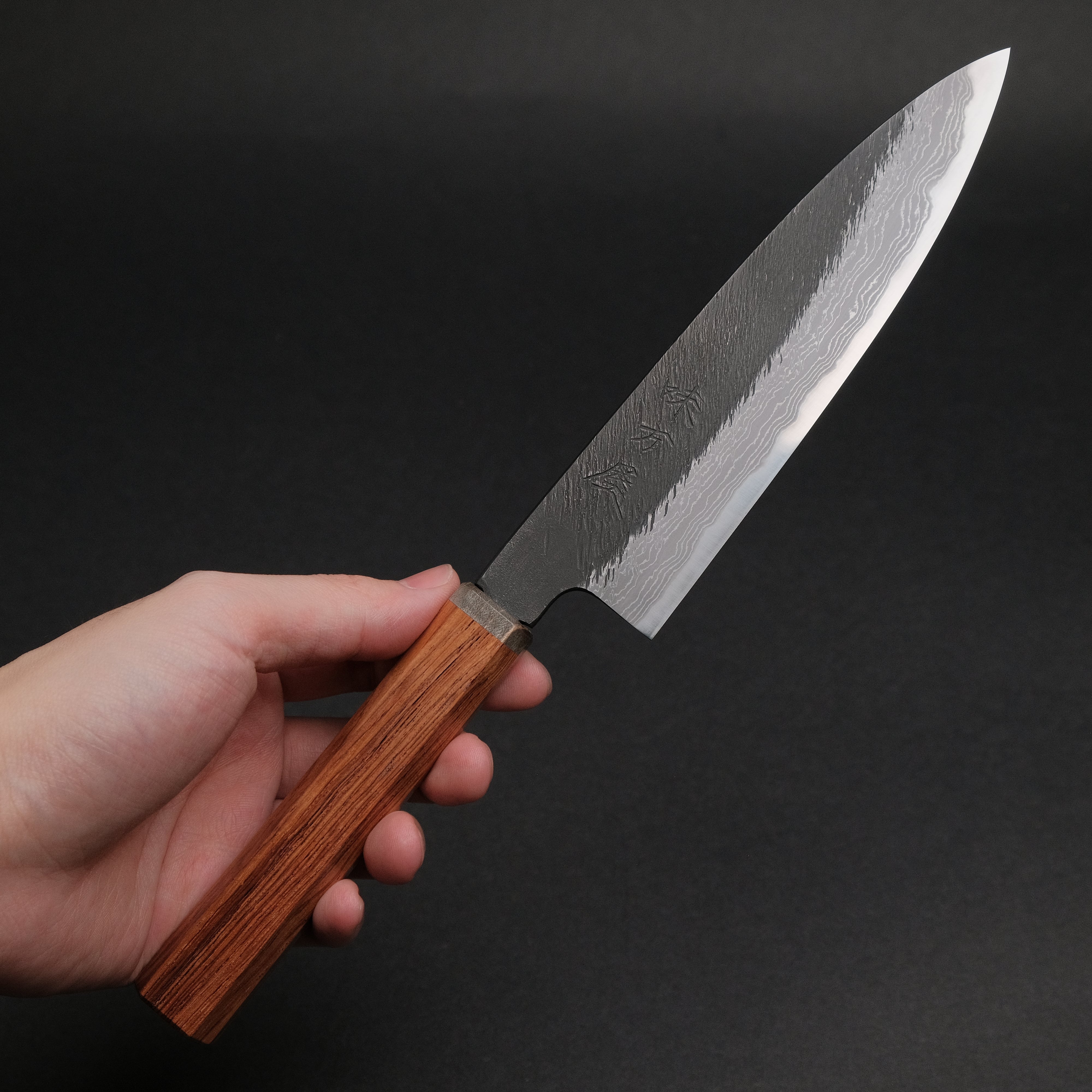Premium Ajikataya White #2 Matsuba Damascus Petty Knife 150mm - Rosewood & Stabilized Wood Handle (#27) - Perfect for Slicing Fruits, Vegetables & Precision Kitchen Tasks