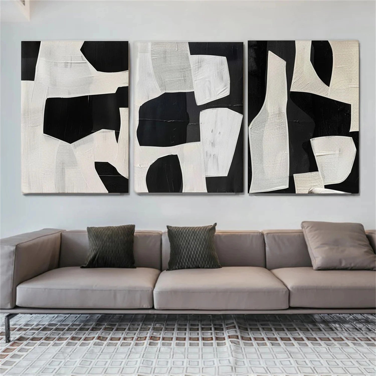 Abstract Tranquility Set of 3 Wall Art Paintings - Modern Minimalist Canvas Prints for Living Room, Bedroom & Office Decor - #WS211