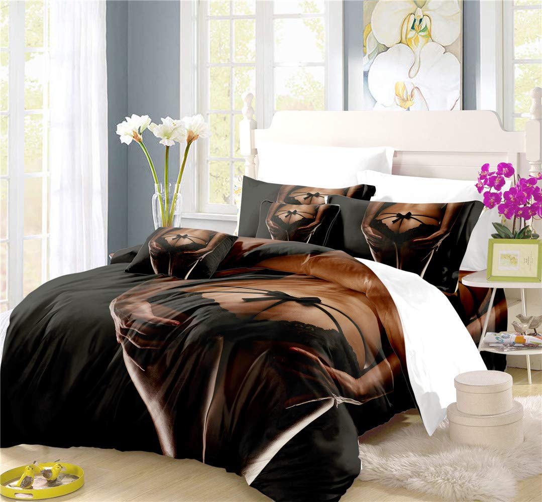 REALIN Red Beach Bikini Duvet Cover Set - Sexy Bow Lace Bedding 2/3/4PCS with Quilt Cover, Sheets & Pillow Shams for Twin/Full/Queen/King Size (B, King-229x259cm-3PCS) - Perfect for Beach Themed Bedrooms, Romantic Getaways & Boho Chic Home Decor