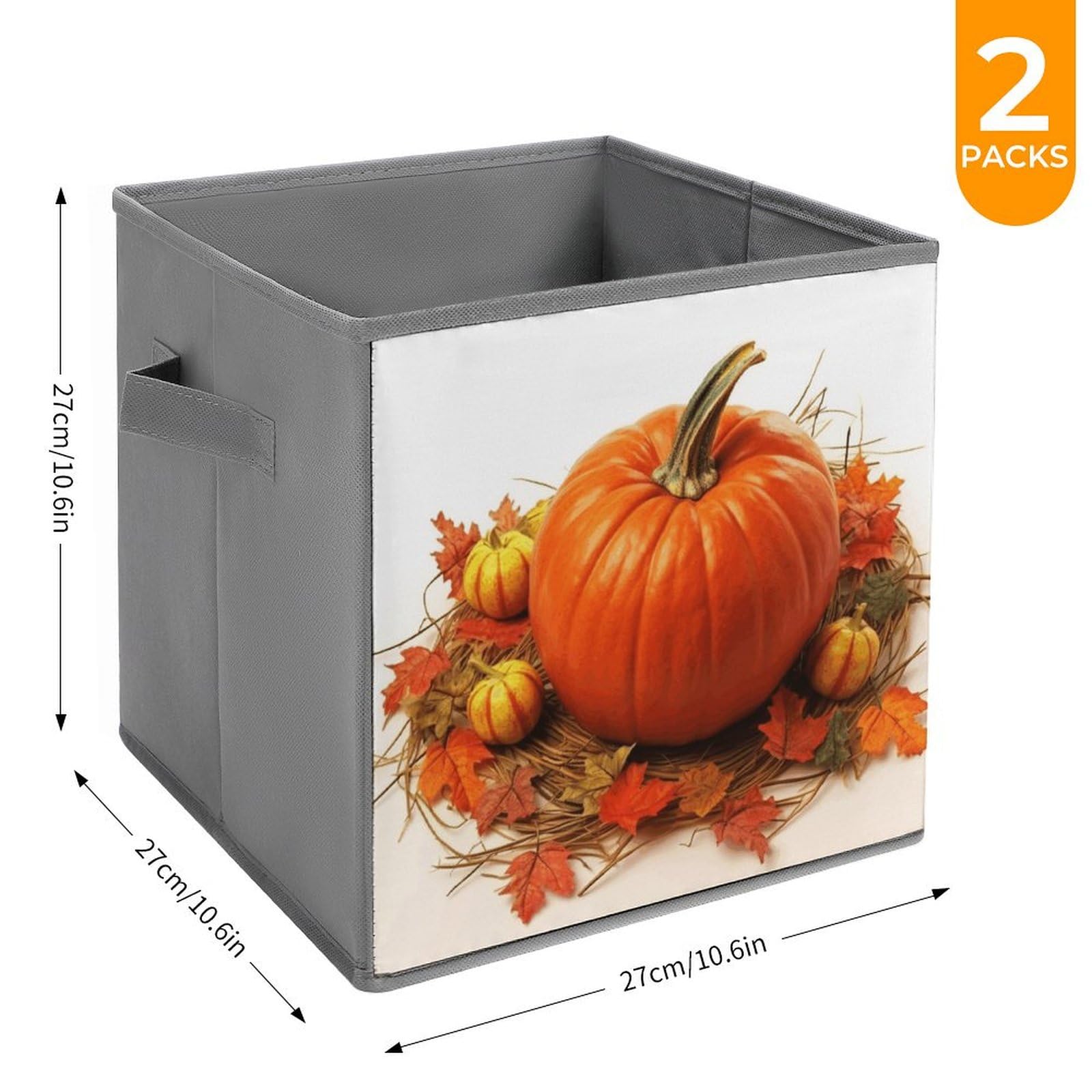 2PCS Pumpkin Storage Bins - Foldable Large Capacity Organizers for Home Office Playroom