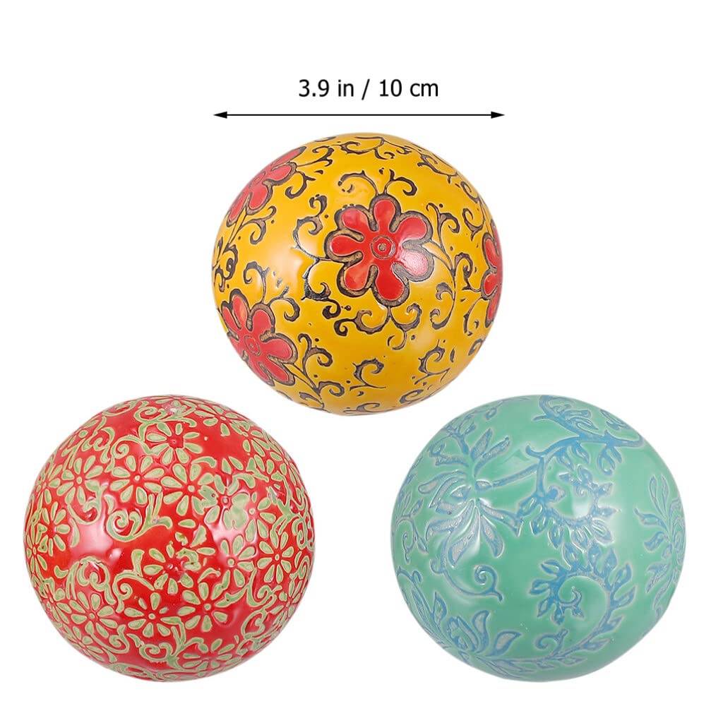 BESPORTBLE 3-Piece Ceramic Decorative Ball Set - Blue and White Stepping Stones, Floating Pool Orbs, Home & Garden Decor for Oriental Style, Moss Gardens, and Bookshelf Displays