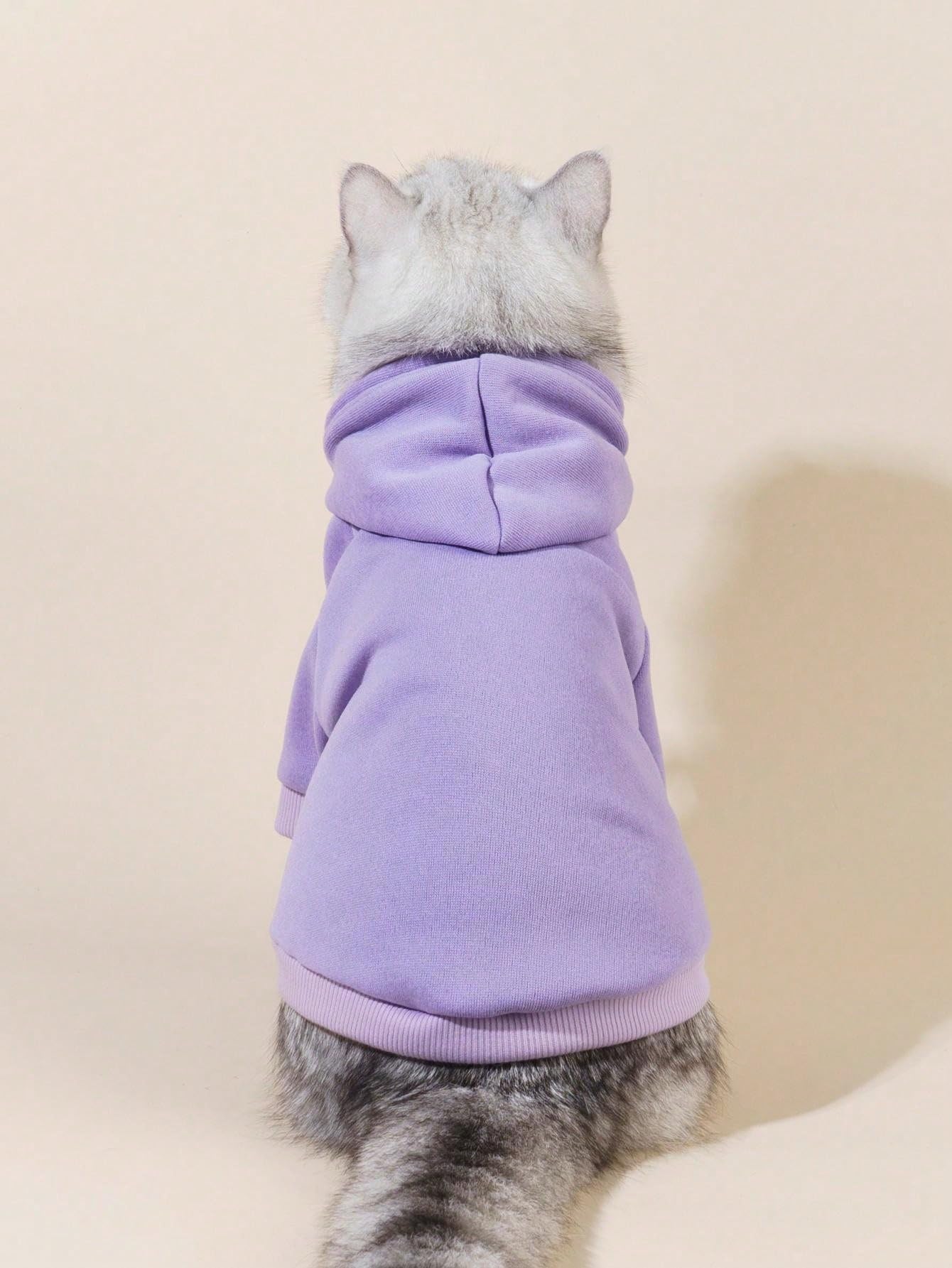 QWINEE Basic Dog Hoodie - Warm Pet Jacket for Small & Medium Dogs & Cats - Soft Puppy & Kitten Apparel in Mauve Purple (XL) - Perfect for Winter Walks & Indoor Comfort