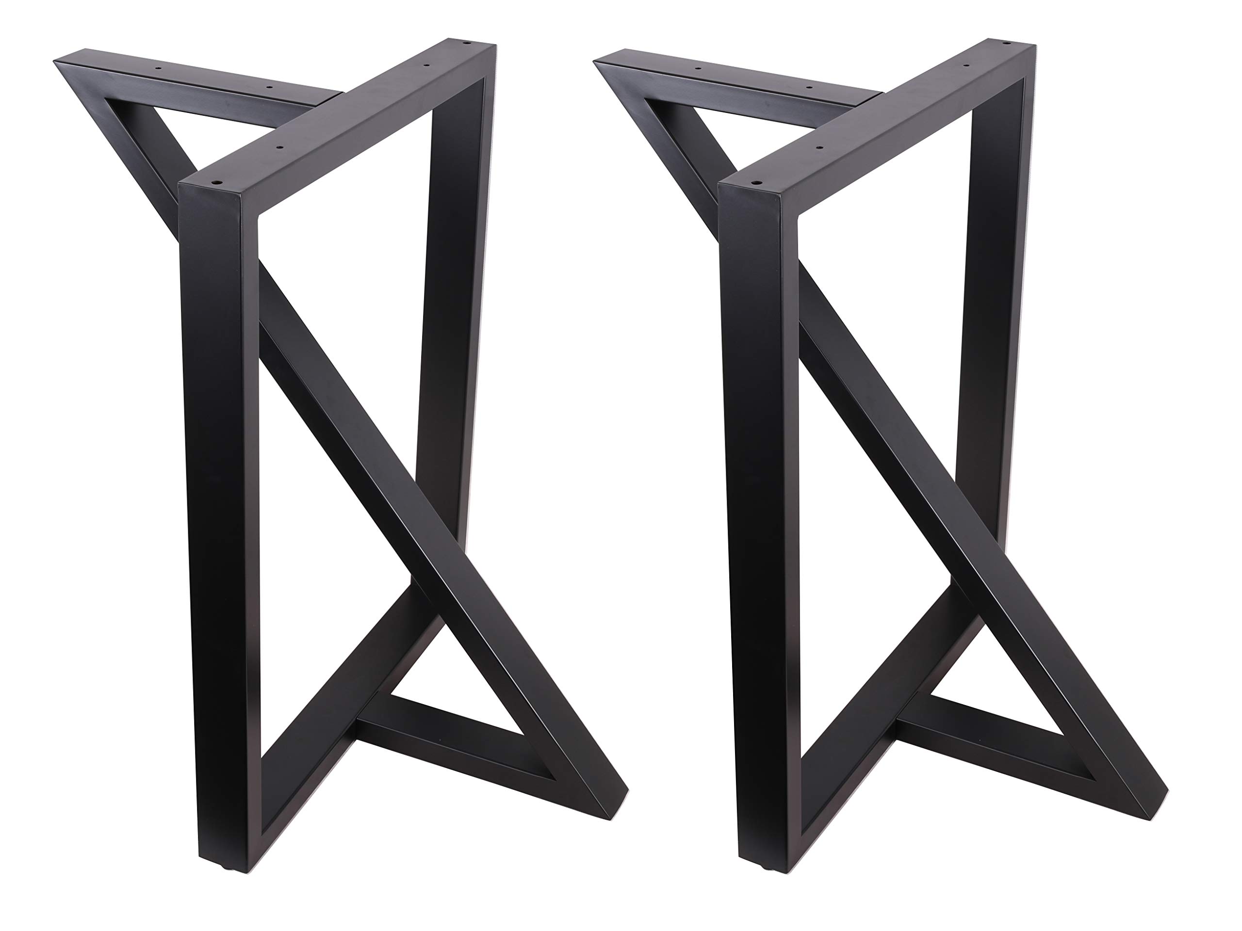 2 Pack Black Z-Shaped Steel Table Legs - Heavy Duty Industrial Style for Dining Tables, Office Desks, Kitchen Islands & Computer Workstations - Durable & Sturdy Metal Legs Set of 2