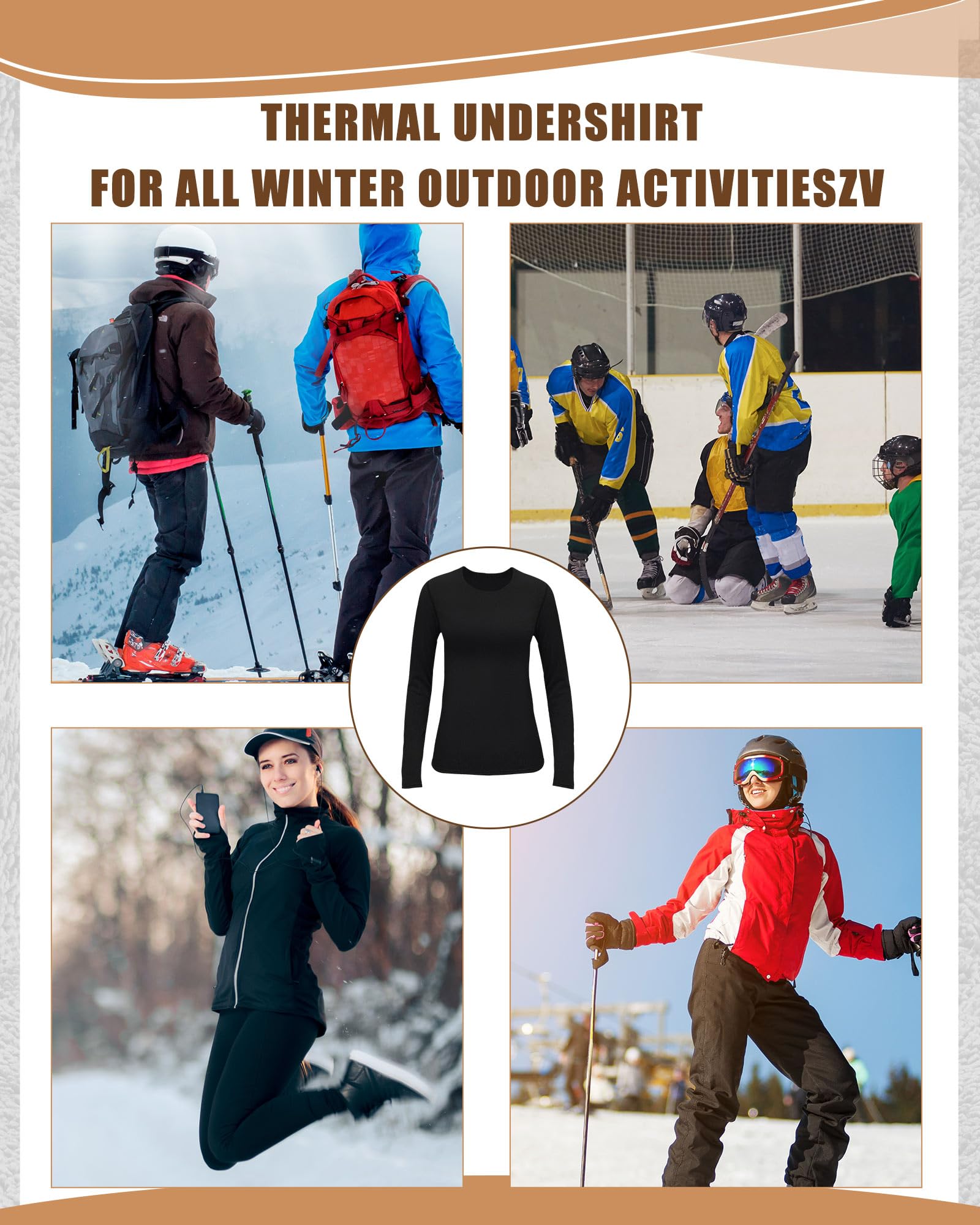 Jecery 8-Pack Women's Thermal Long Sleeve Shirts - Crew Neck Base Layer Top Set for Winter Warmth | Perfect for Layering, Outdoor Activities & Cold Weather Workouts