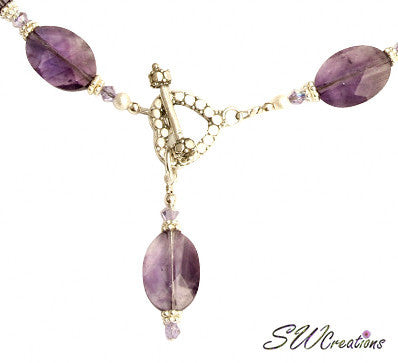 Amethyst Violet Gemstone Beaded Necklace Set for Women - Healing Crystal Jewelry for Meditation, Yoga & Spiritual Gifts | Elegant Purple Beaded Necklace for Boho Style & Everyday Wear