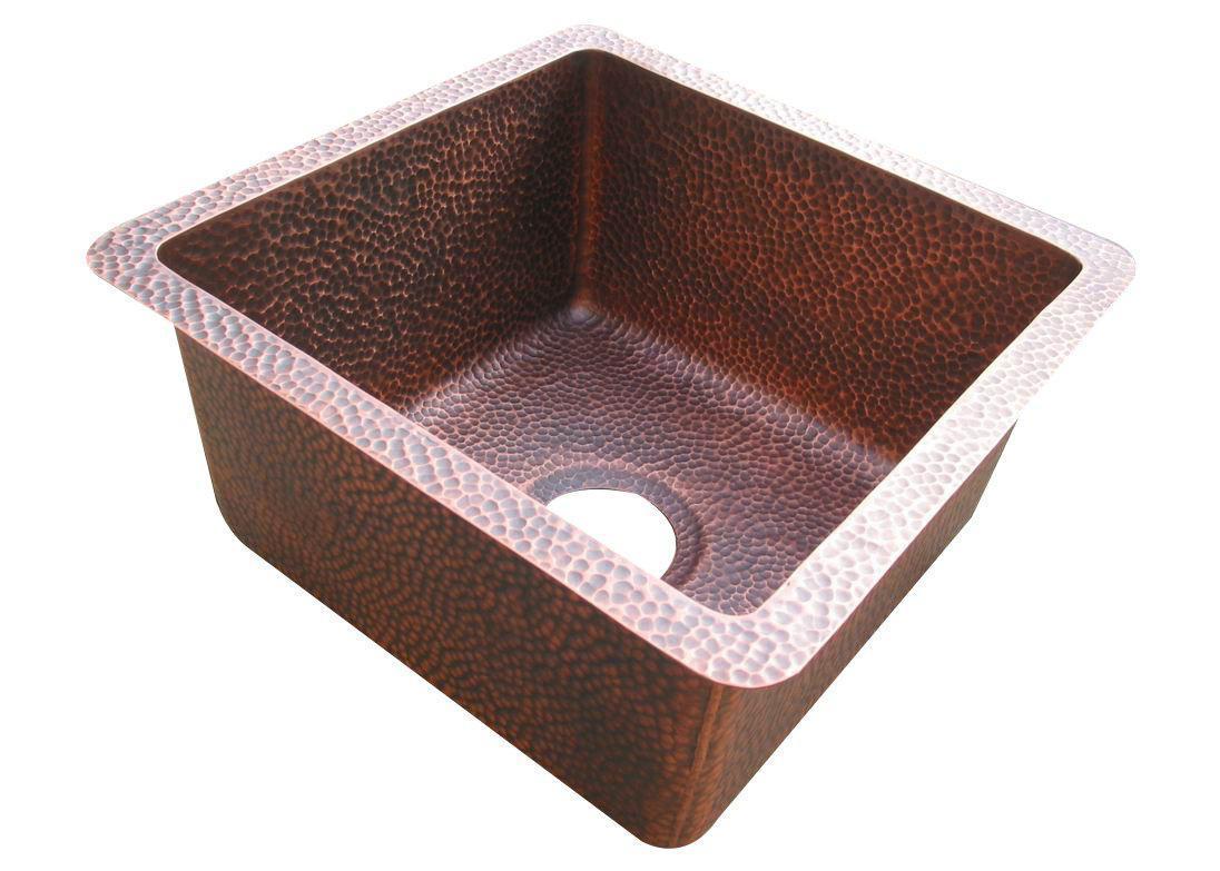 Hand Hammered Copper Bar Sink BS 2 - Premium Farmhouse Kitchen Sink for Bar, Coffee Shop & Restaurant Use