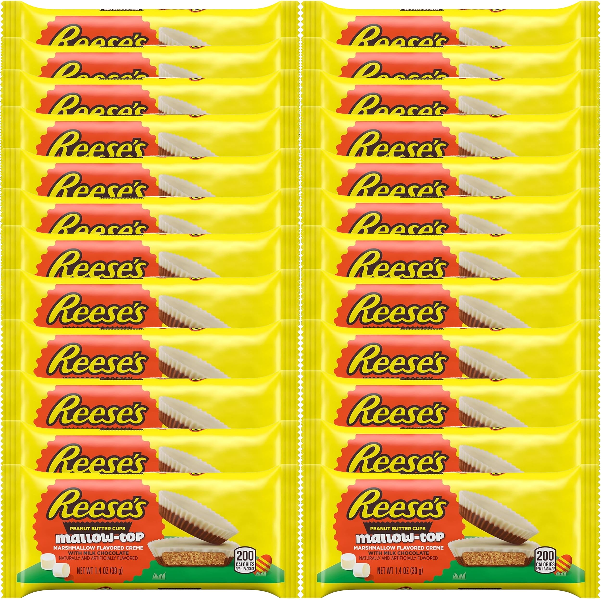 REESE'S Mallow-Top Marshmallow Creme Milk Chocolate Peanut Butter Cups Candy - 24 Count Bulk Pack | Easter Treats, Party Favors & Gift Ideas