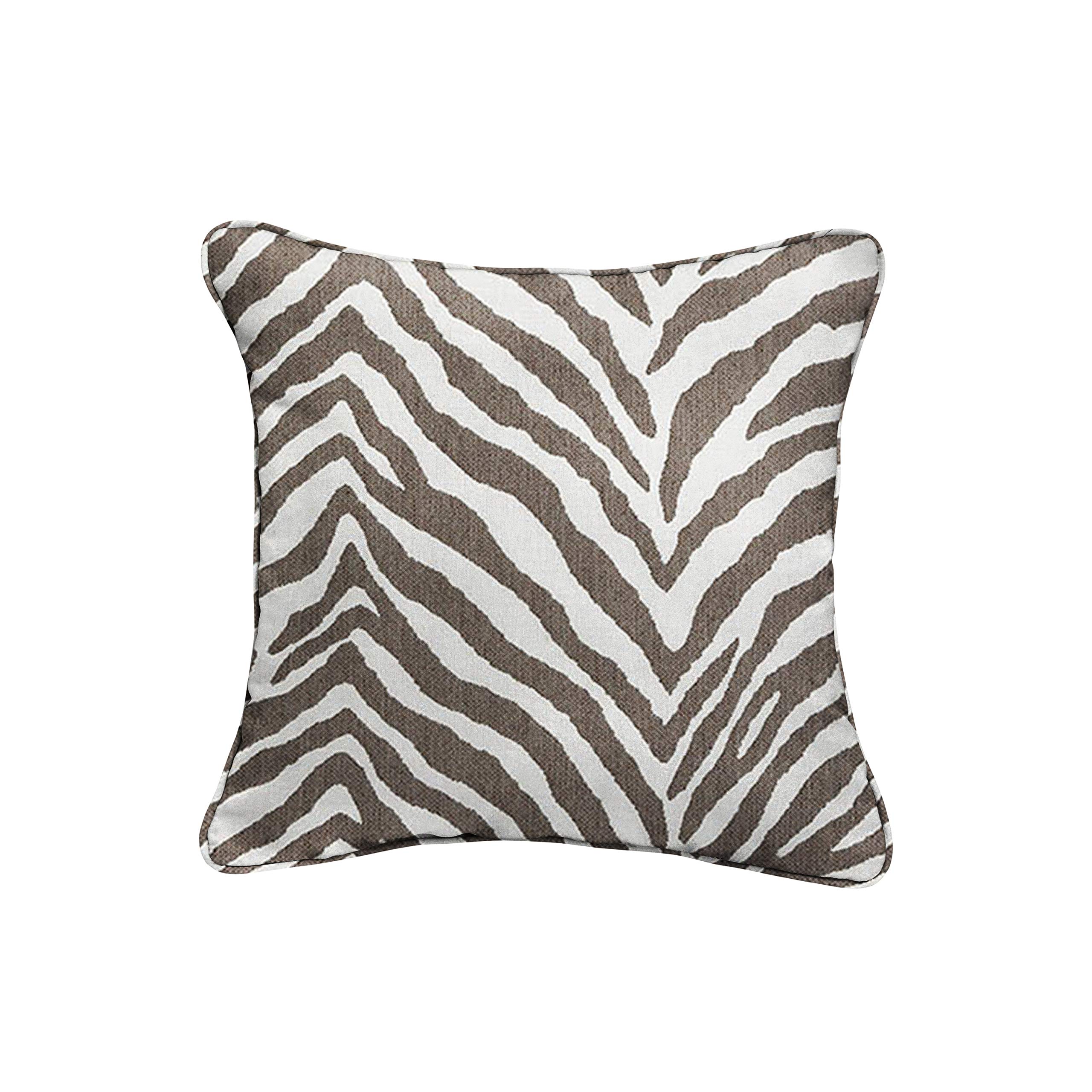 Sorra Home x Sunbrella Indoor Outdoor Square Pillows Set of 2 - Waterproof Fade-Resistant Decorative Throw Pillows, Grey Zebra Print for Patio, Sofa, Lounge & Poolside Decor