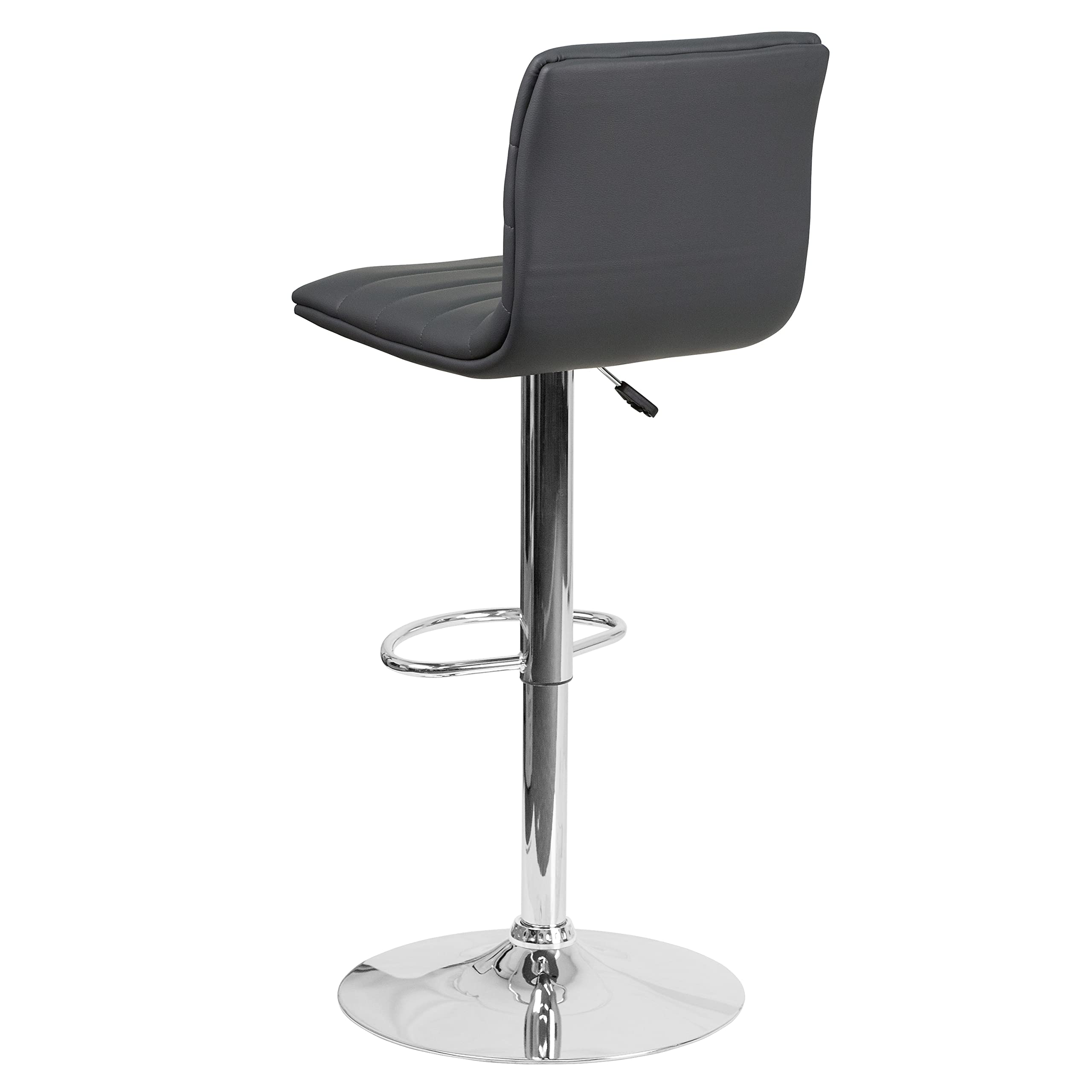 Flash Furniture Vincent 2-Pack Modern Gray Vinyl Adjustable Bar Stools with Back - Counter Height Swivel Stools with Chrome Pedestal Base - Perfect for Kitchen Islands, Home Bars & Game Rooms