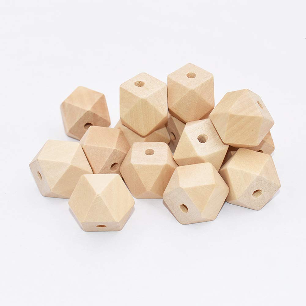 50pcs 20mm Unfinished Wooden Polygon Beads - Natural Spacer Beads for DIY Jewelry Making, Handmade Earrings, Necklaces & Bracelets - Perfect for Boho, Hippie & Craft Projects