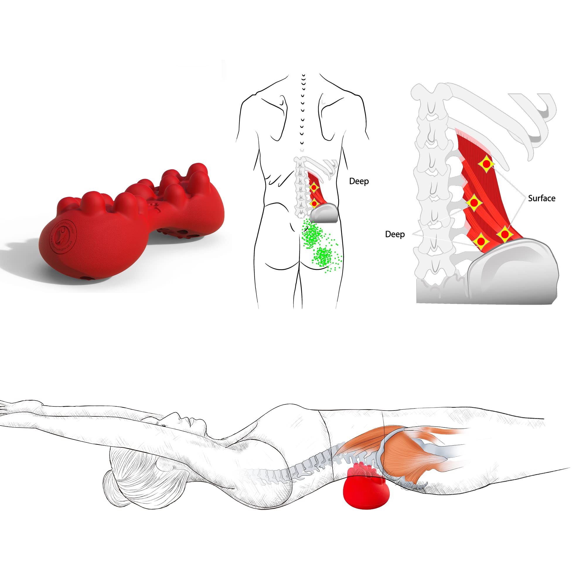 Trigger Point Massager for Back & Glutes - Myofascial Release Tool for Piriformis Syndrome, Back Knots & Muscle Pain Relief - Perfect for Office Workers, Athletes & Home Use