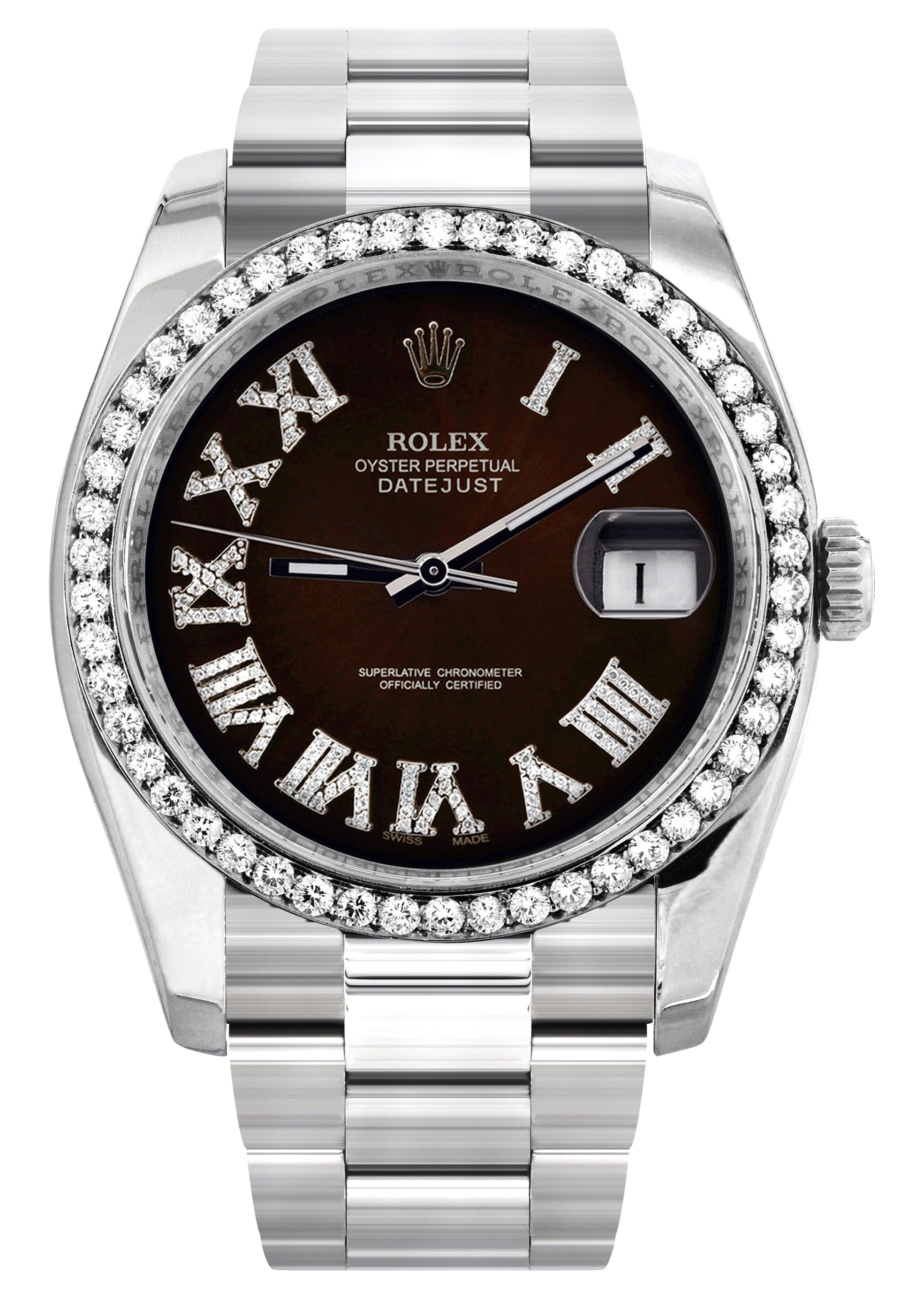 Rolex Datejust 36mm Men's Watch - Dark Brown Roman Dial, Oyster Bracelet - Luxury Timepiece for Business & Formal Occasions