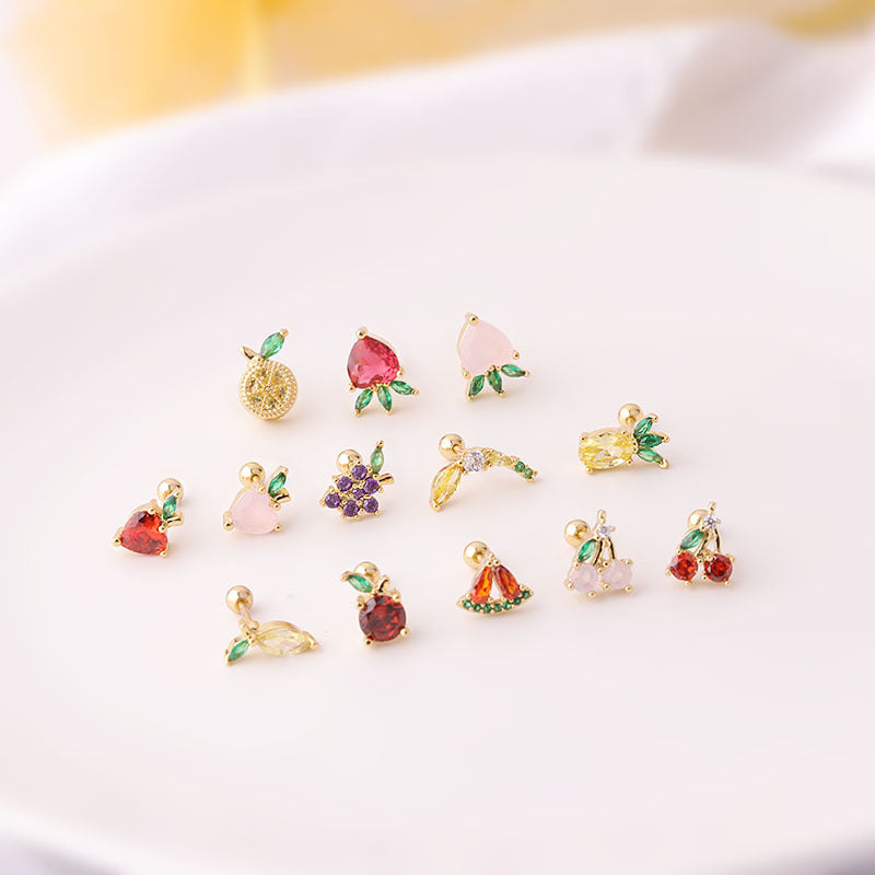 20G Mini Peach Helix Anti Tragus Fruit Stud Earrings - Dainty Cartilage Piercing Jewelry for Women | Perfect for Everyday Wear & Special Occasions