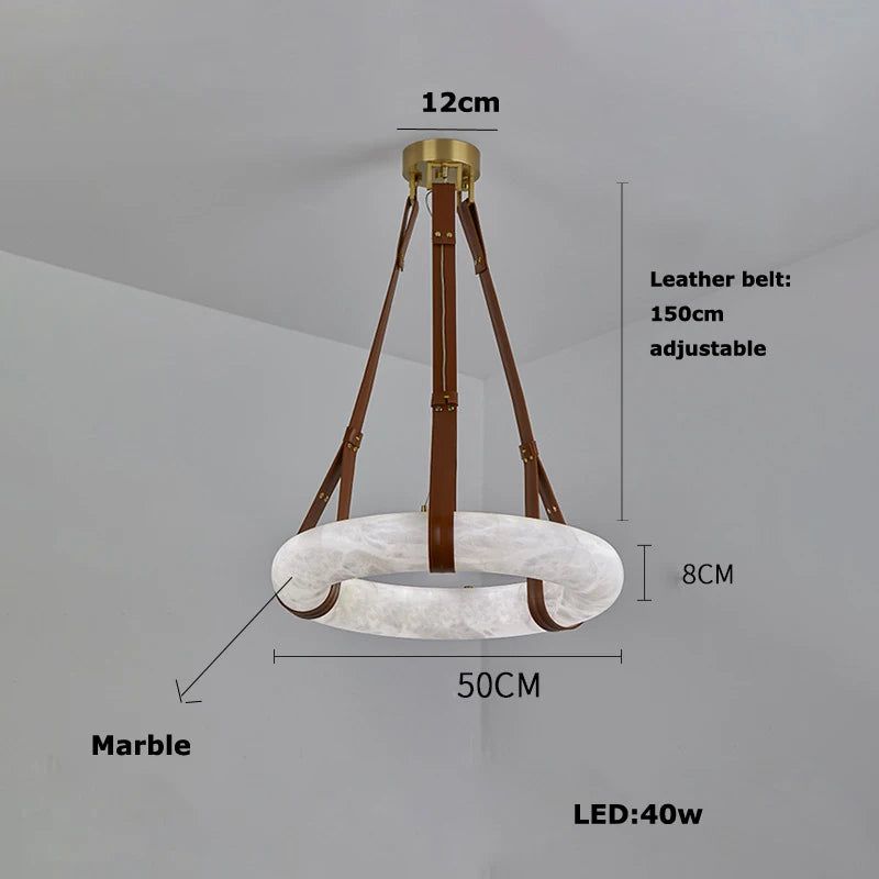 Spanish Marble Ring Chandelier - Elegant Crystal Lustre Lighting Fixture for Dining Room, Living Room, and Bedroom Decor
